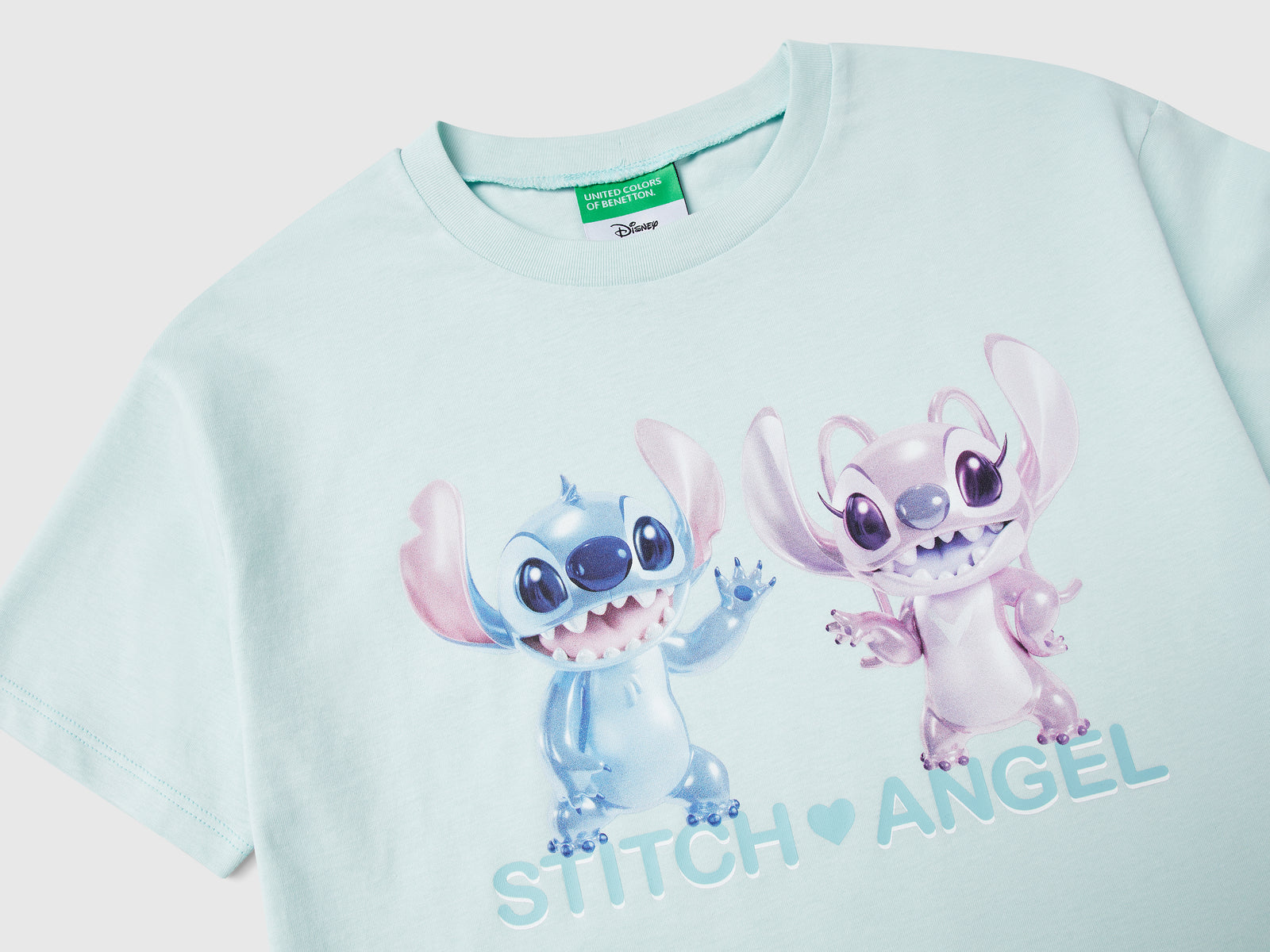 T-shirt boxy fit Lilo & Stitch da bambina verde acqua 3 | Benetton Outlet
