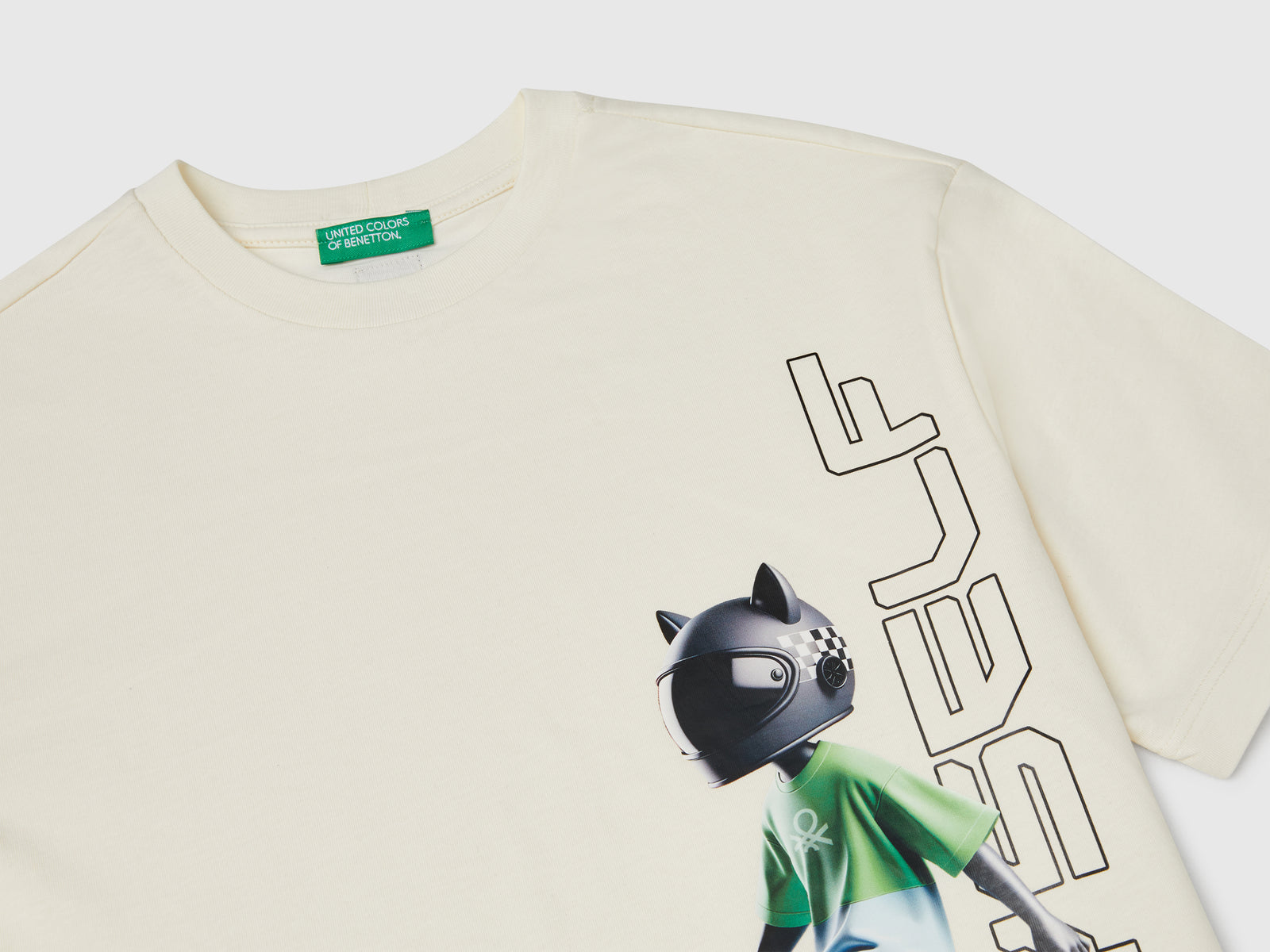 T-shirt con stampa frontale da bambino bianco panna 3 | Benetton Outlet