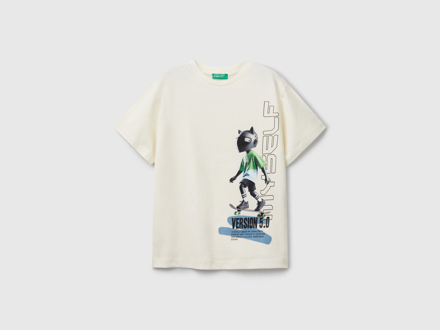 T-shirt con stampa frontale da bambino bianco panna | Benetton Outlet