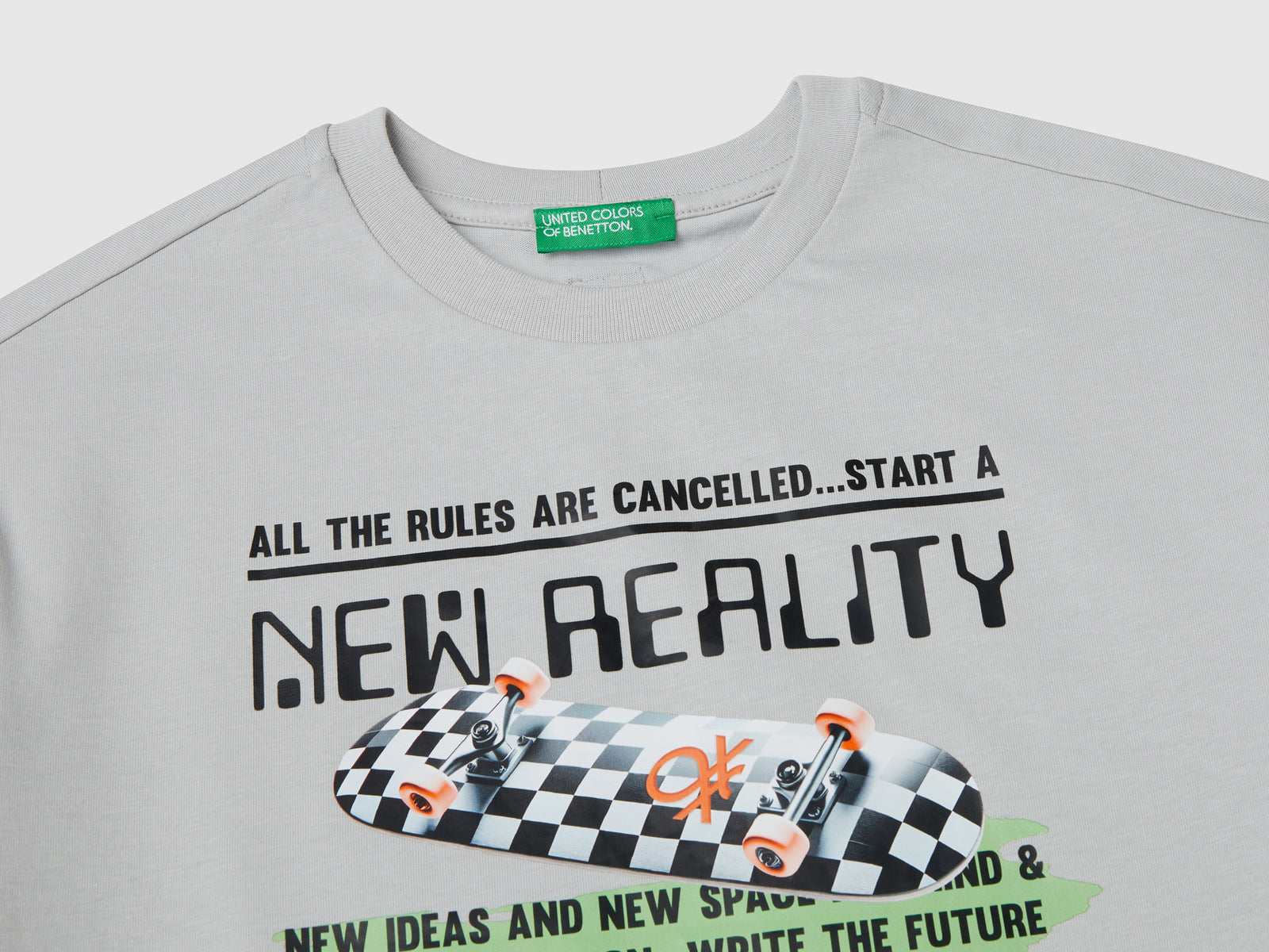 T-shirt con stampa frontale da bambino grigio 3 | Benetton Outlet