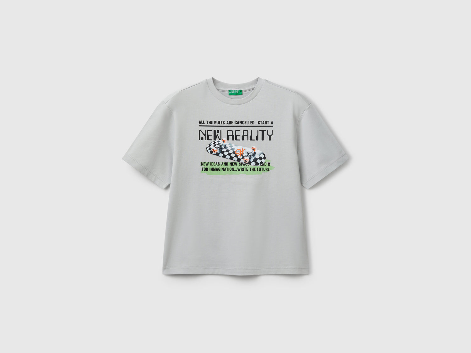 T-shirt con stampa frontale da bambino grigio | Benetton Outlet