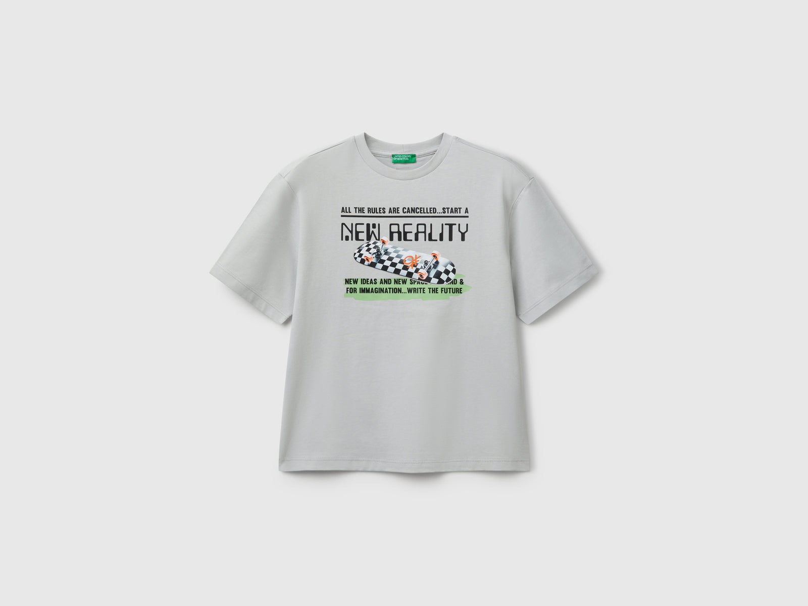 T-shirt con stampa frontale da bambino grigio | Benetton Outlet
