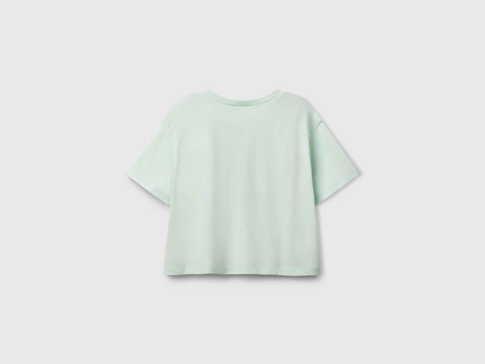Maglietta con stampa glitterata da bambina verde acqua 2 | Benetton Outlet
