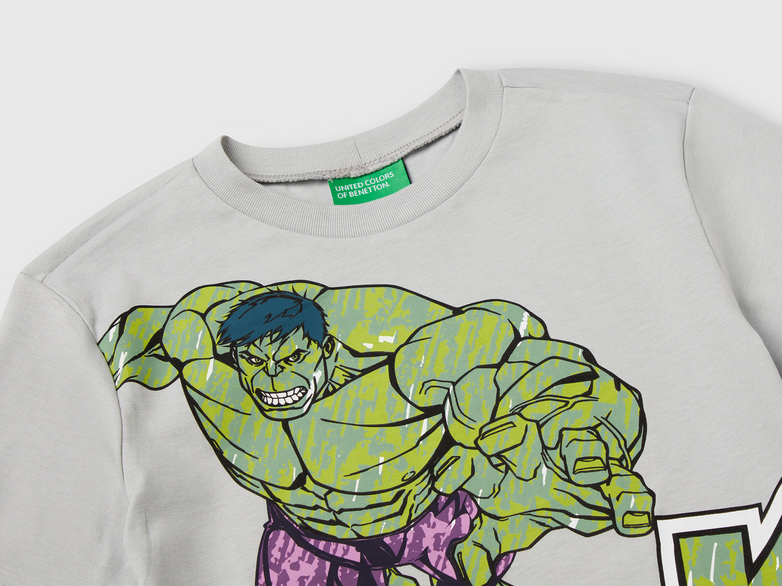Maglietta ©Marvel Hulk in cotone da bimbo grigio 3 | Benetton Outlet