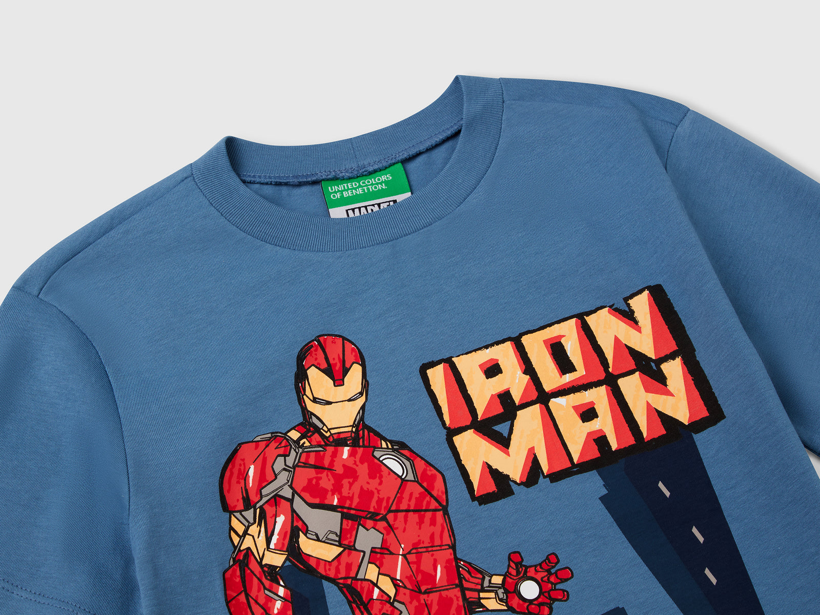 Maglietta ©Marvel Iron Man in cotone da bimbo azzurro 3 | Benetton Outlet