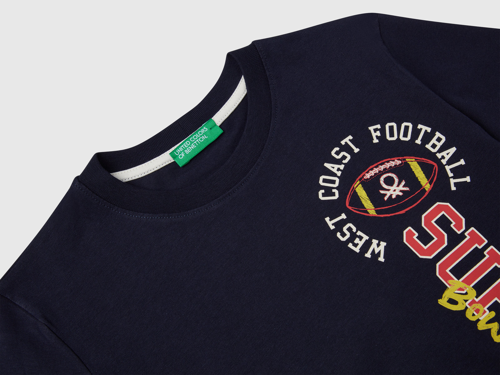Maglietta con stampa in cotone da bimbo blu scuro 3 | Benetton Outlet