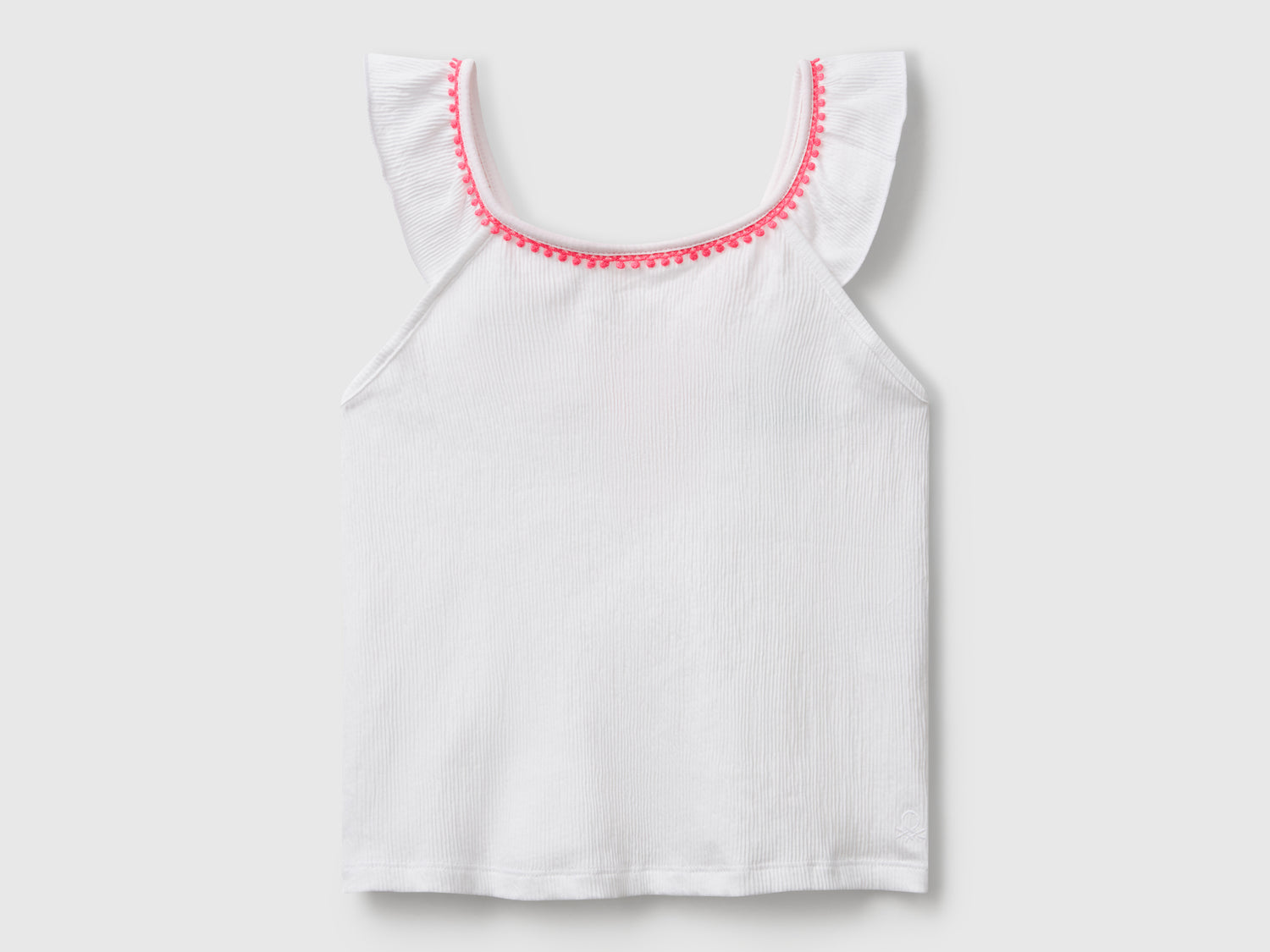 Top con volant da bambina bianco | Benetton Outlet