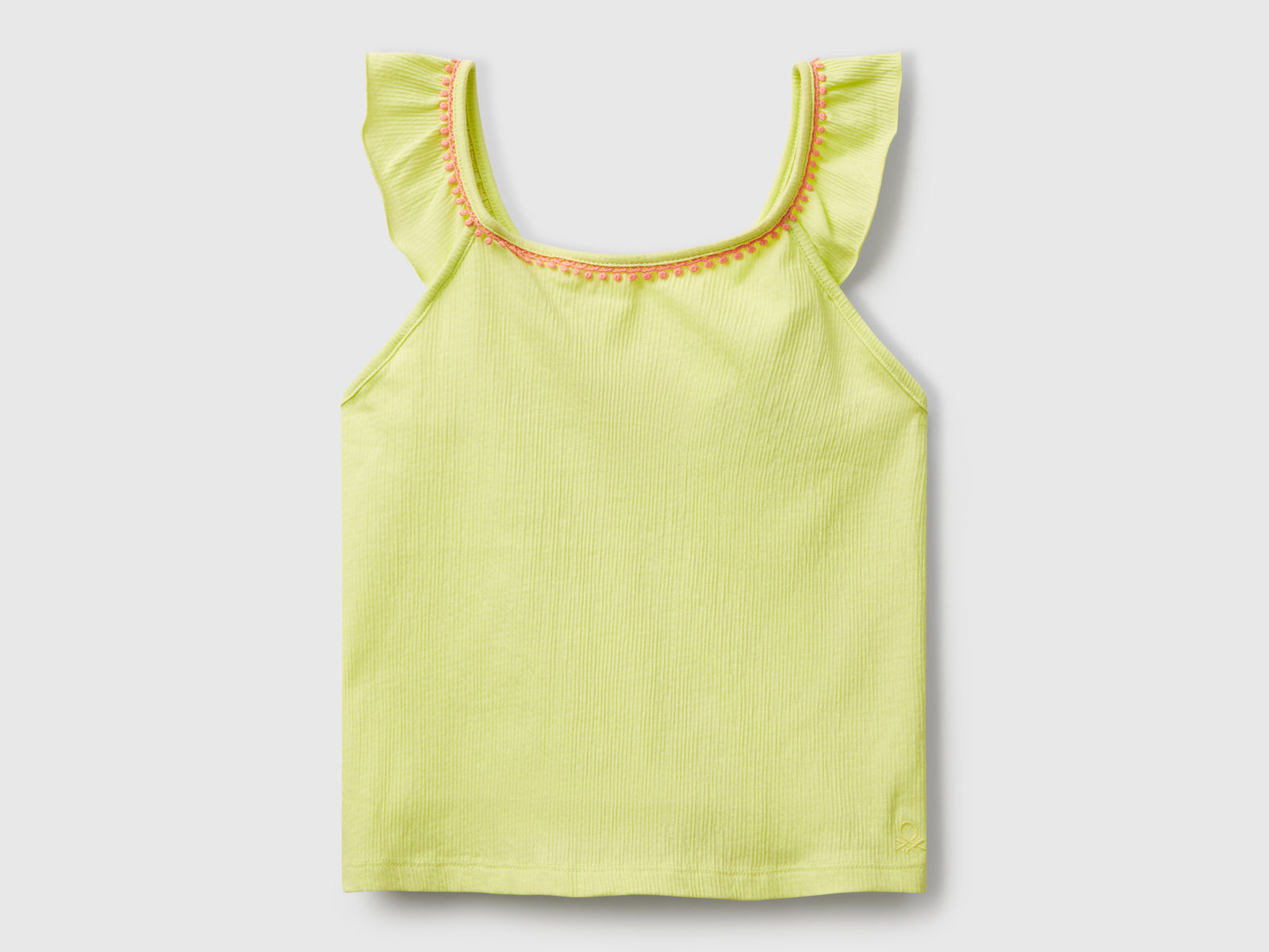 Top con volant da bambina lime | Benetton Outlet