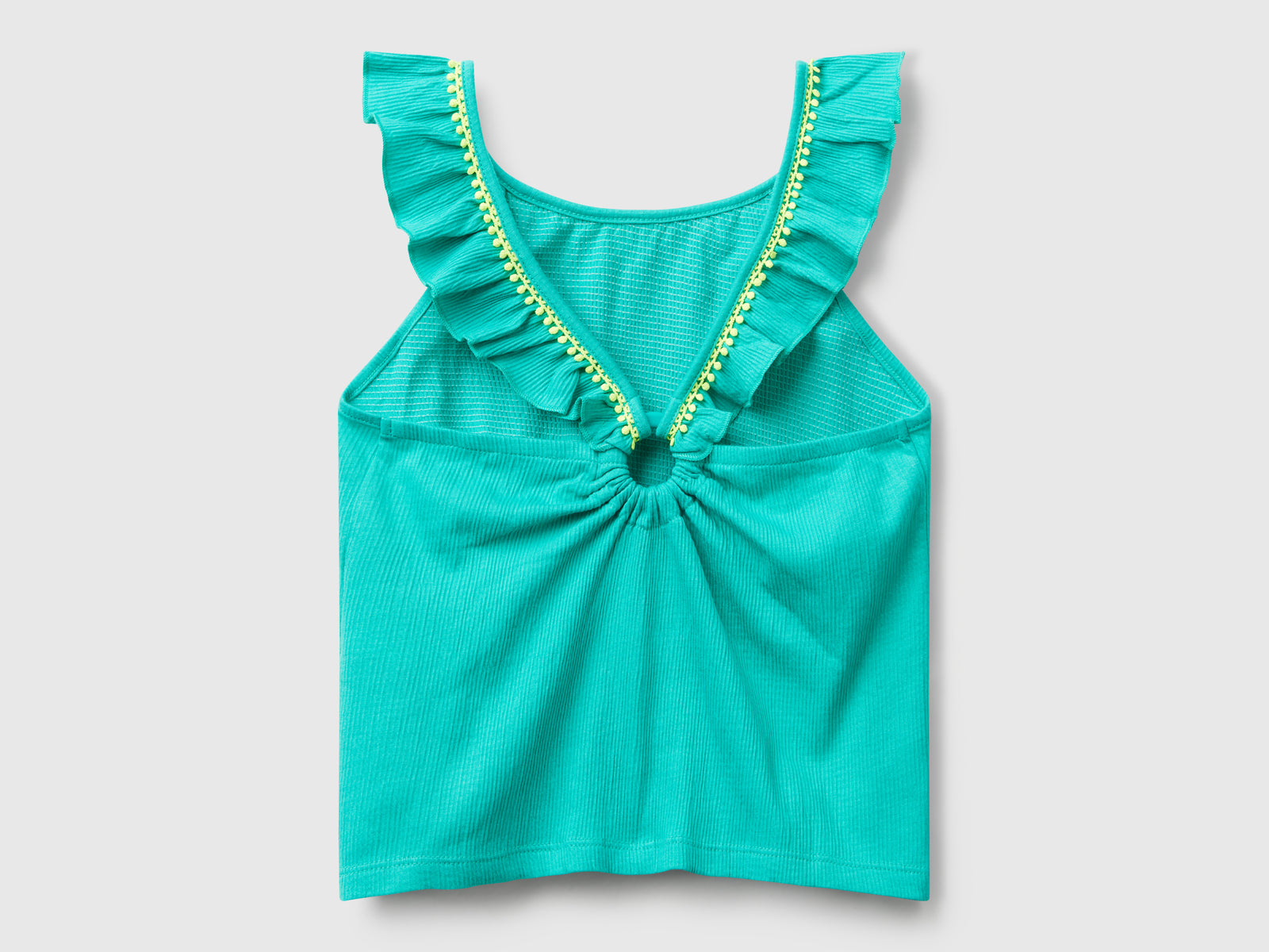 Top con volant da bambina verde acqua 2 | Benetton Outlet