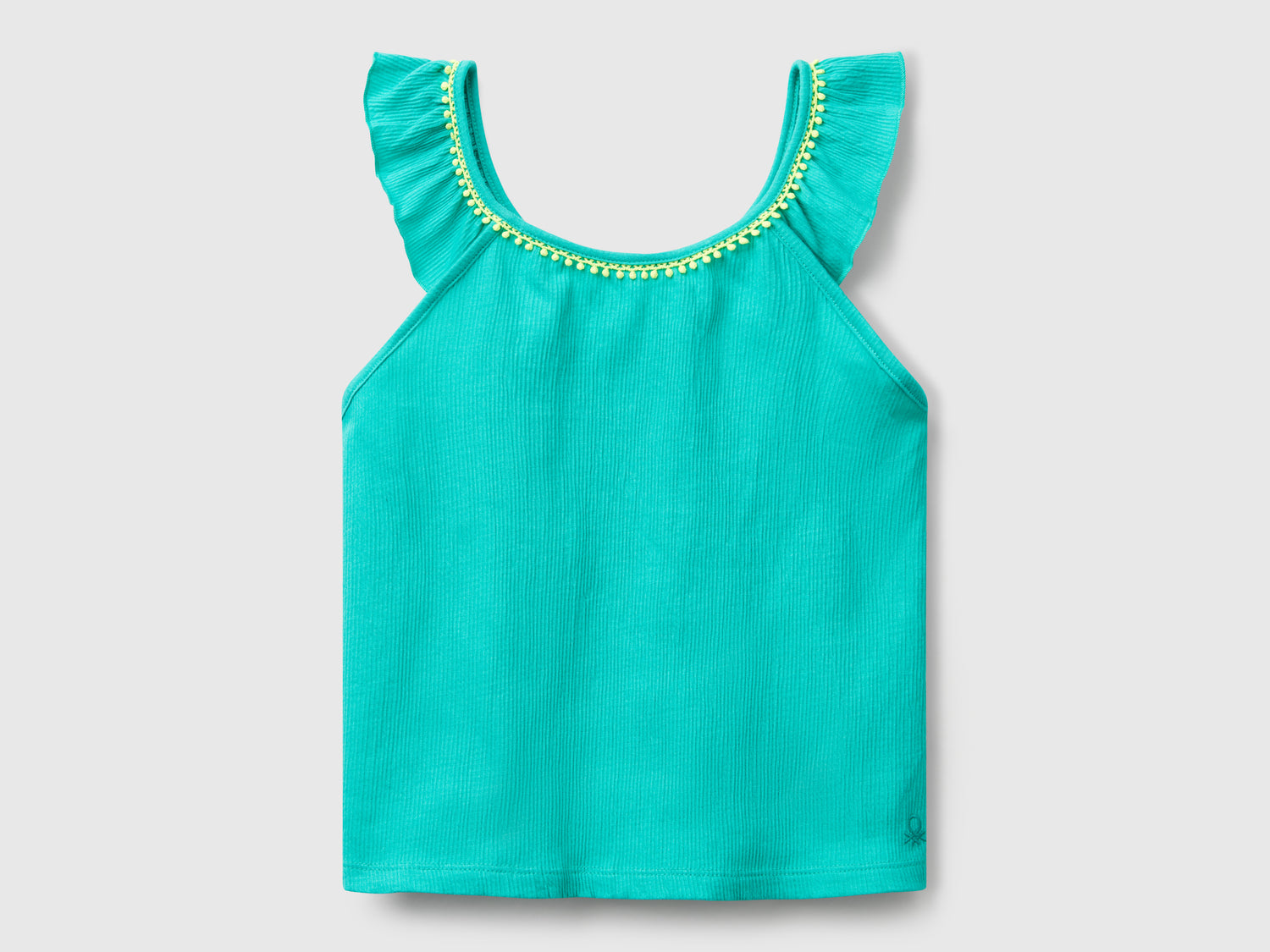 Top con volant da bambina verde acqua | Benetton Outlet