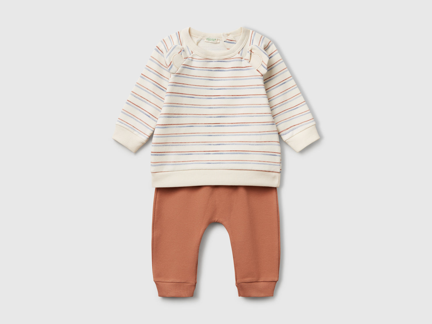 Completo in felpa stretch da neonato bianco panna | Benetton Outlet