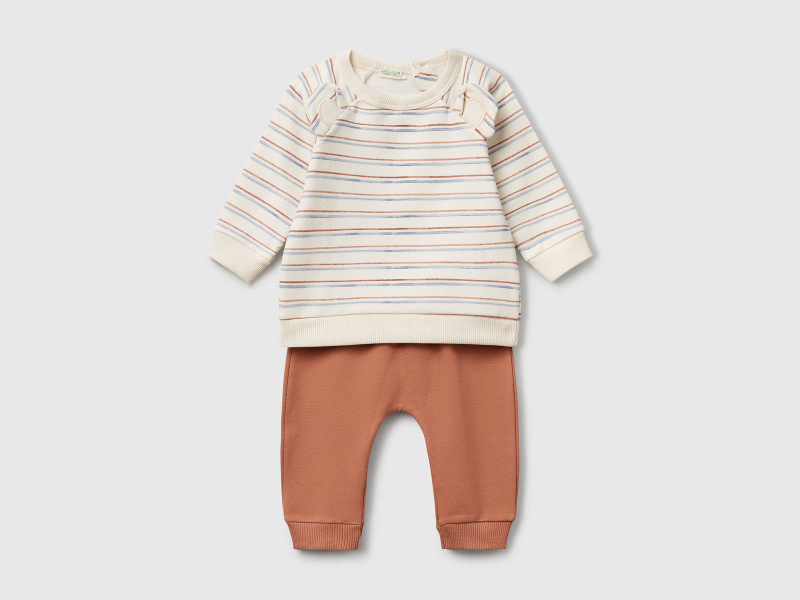 Completo in felpa stretch da neonato bianco panna | Benetton Outlet