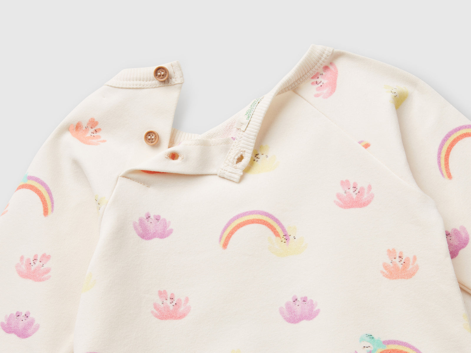 Completo in felpa stretch da neonato bianco panna 4 | Benetton Outlet