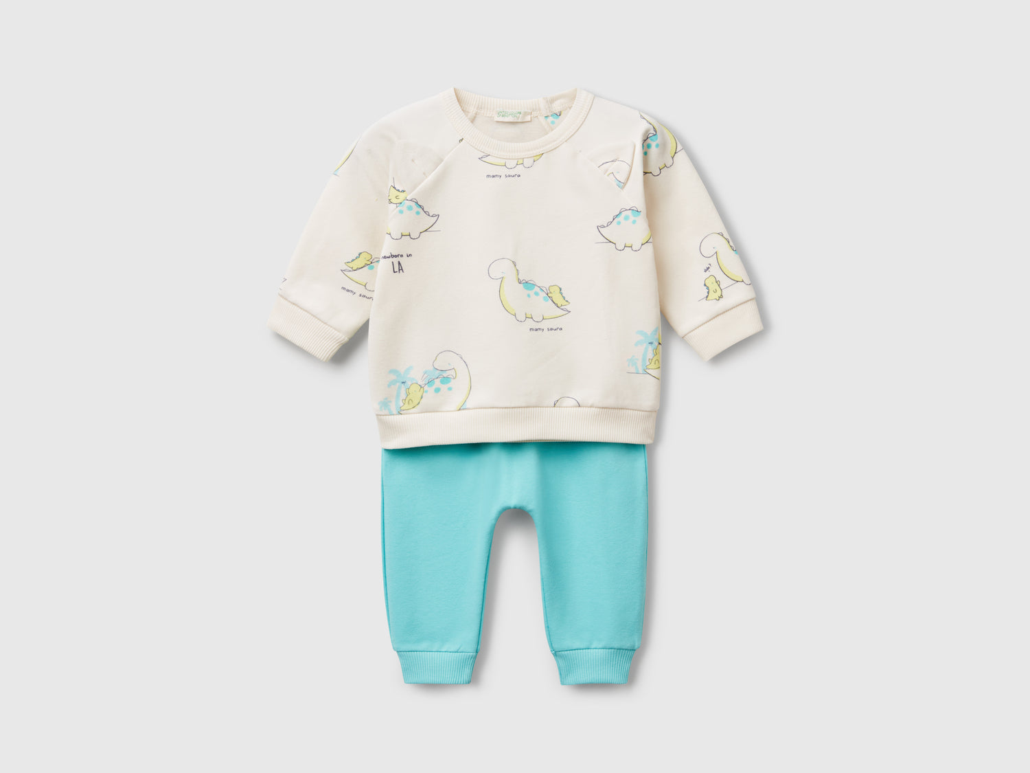 Completo in felpa stretch da neonato bianco panna | Benetton Outlet