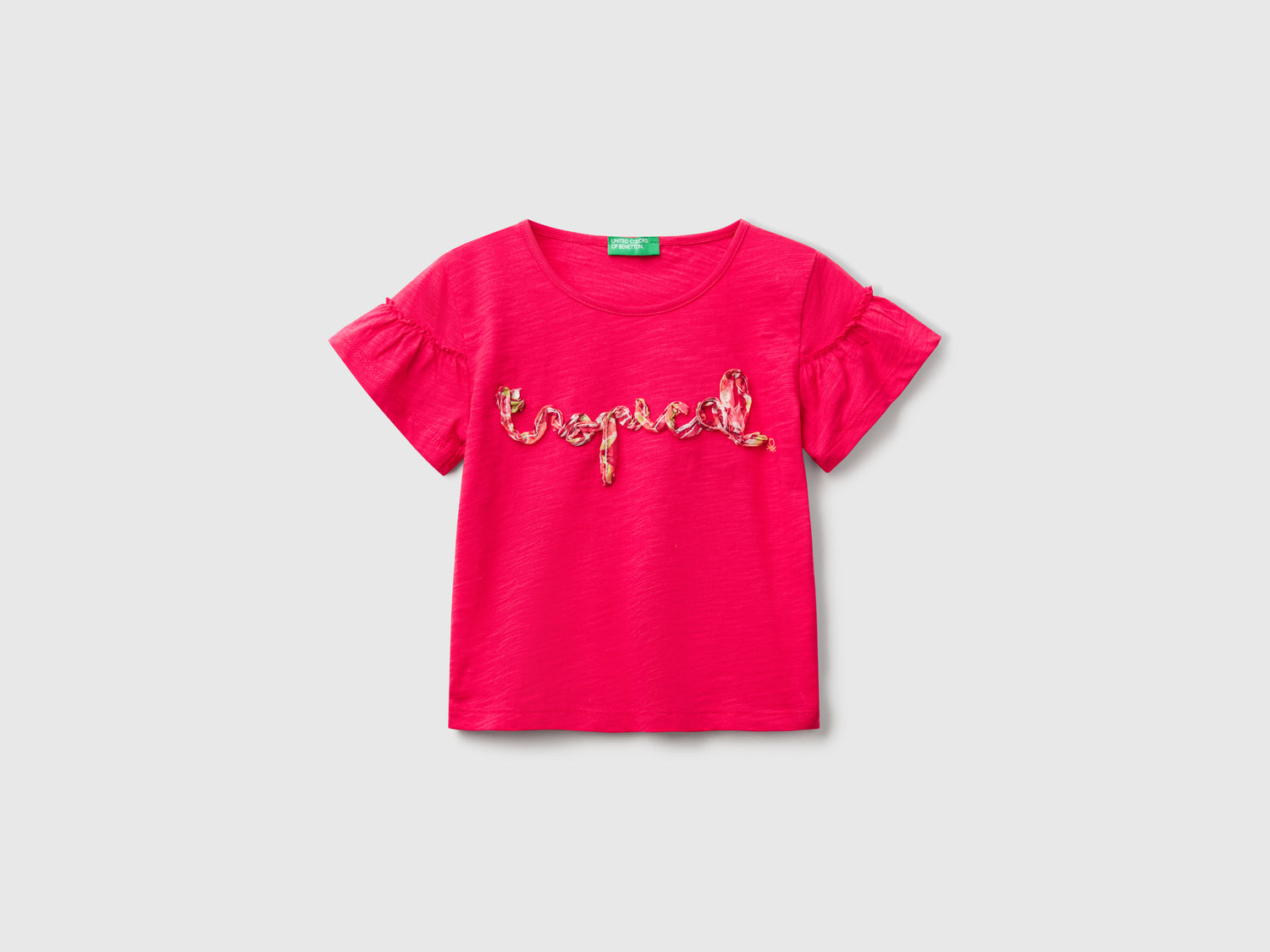 T-shirt con applicazione da bimba fucsia | Benetton Outlet