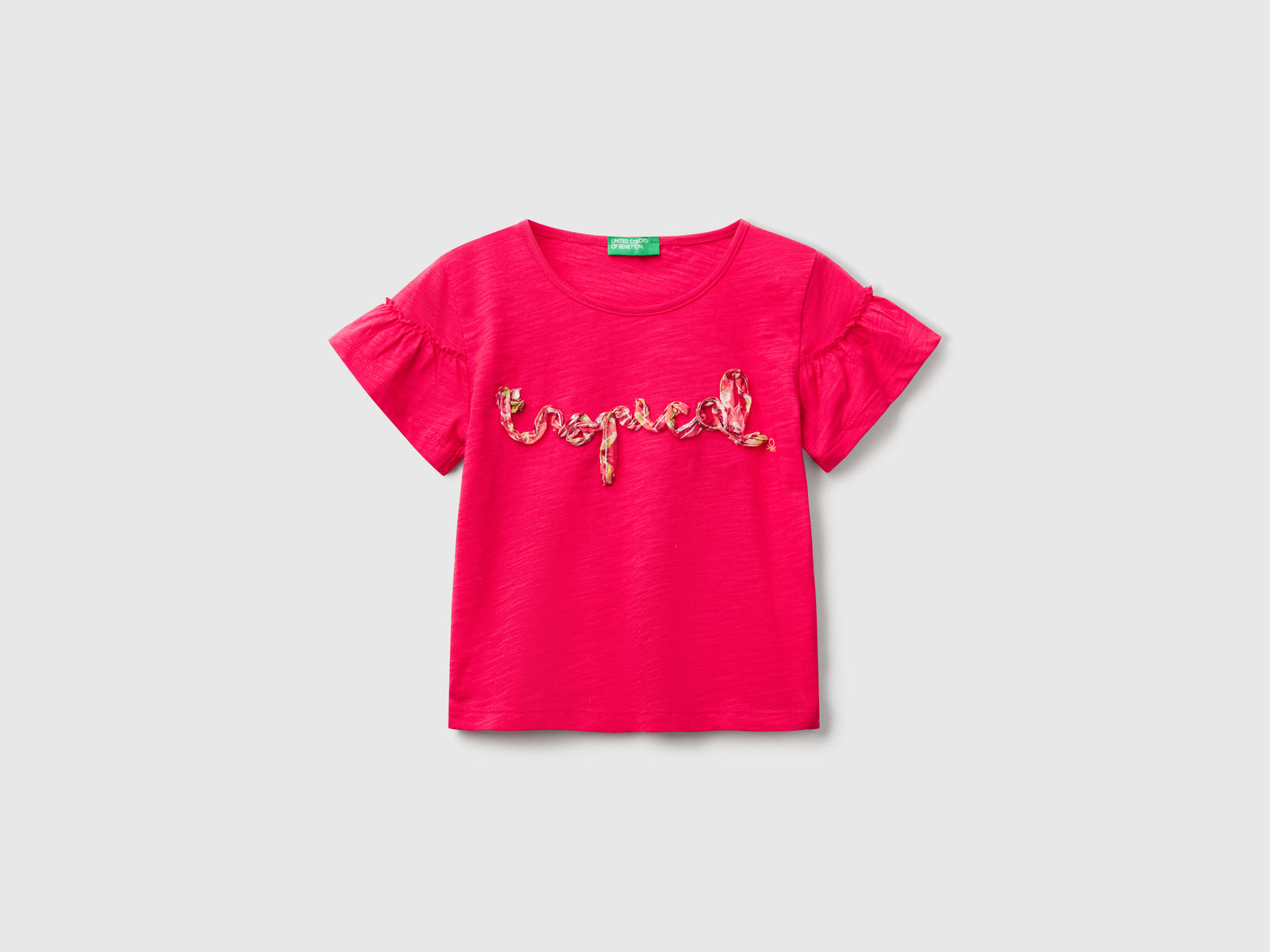 T-shirt con applicazione da bimba fucsia | Benetton Outlet