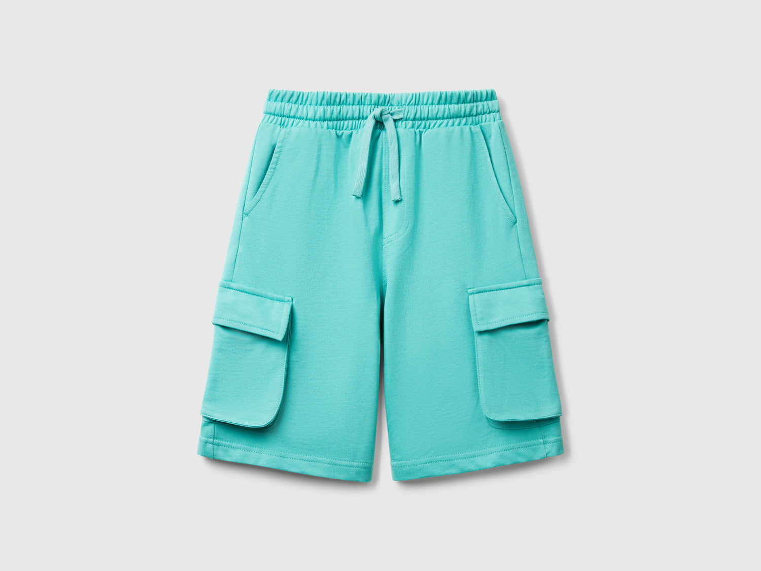 Shorts cargo in felpa leggera da bambino verde acqua | Benetton Outlet
