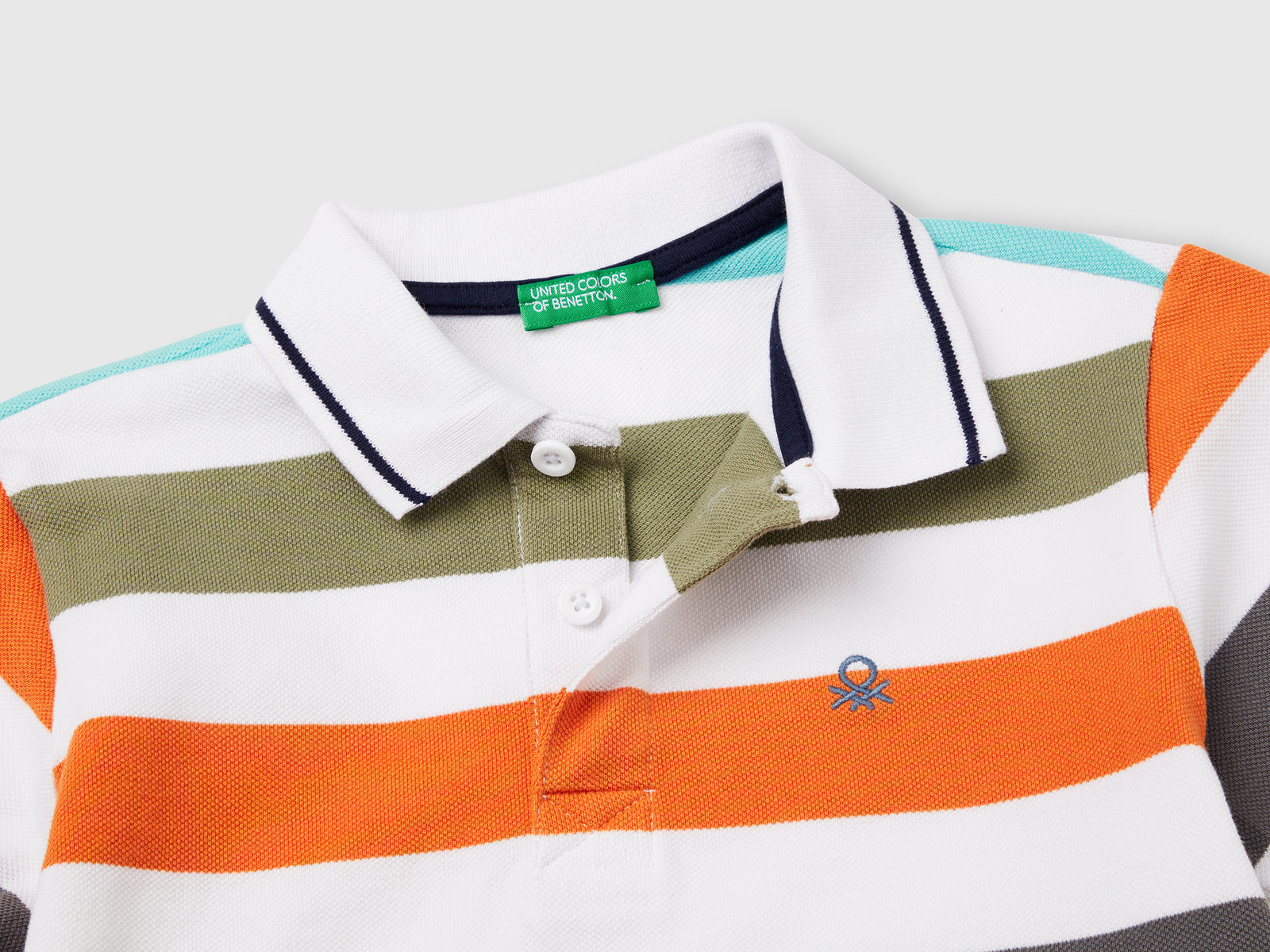 Polo manica corta a righe da bambino arancione 3 | Benetton Outlet