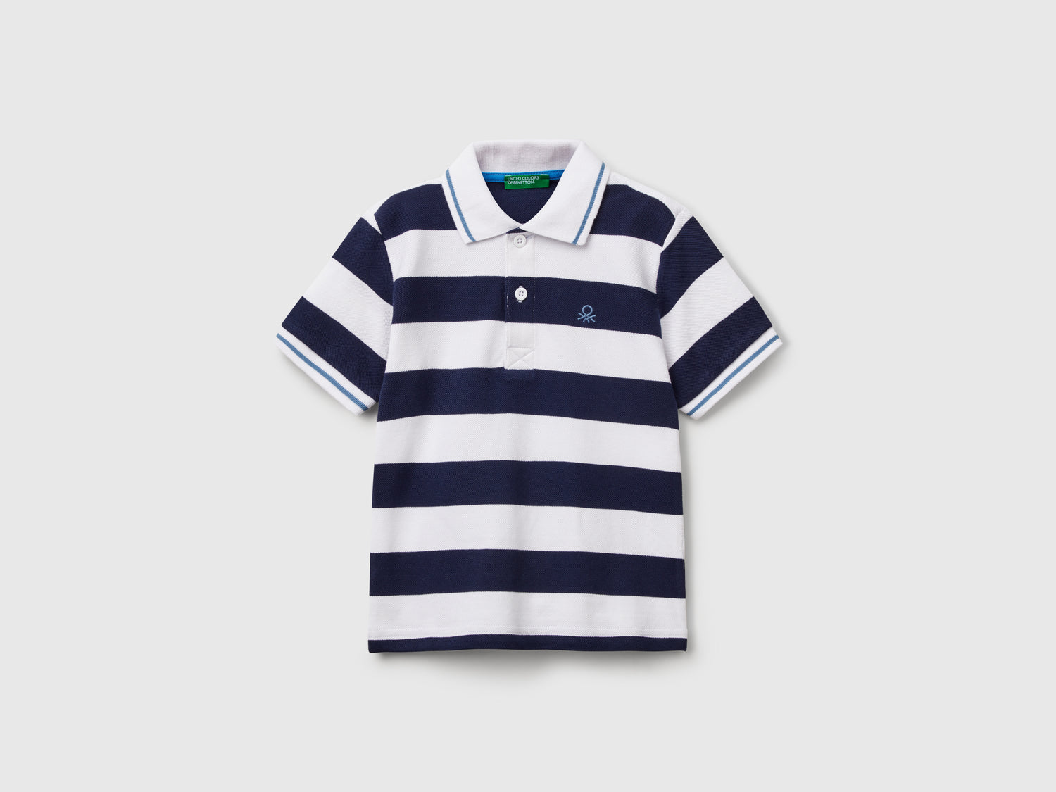 Polo manica corta a righe da bimbo blu scuro | Benetton Outlet
