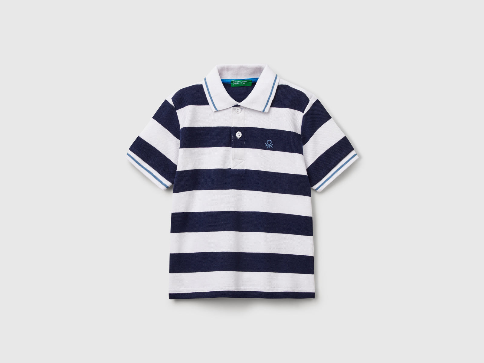 Polo manica corta a righe da bimbo blu scuro | Benetton Outlet