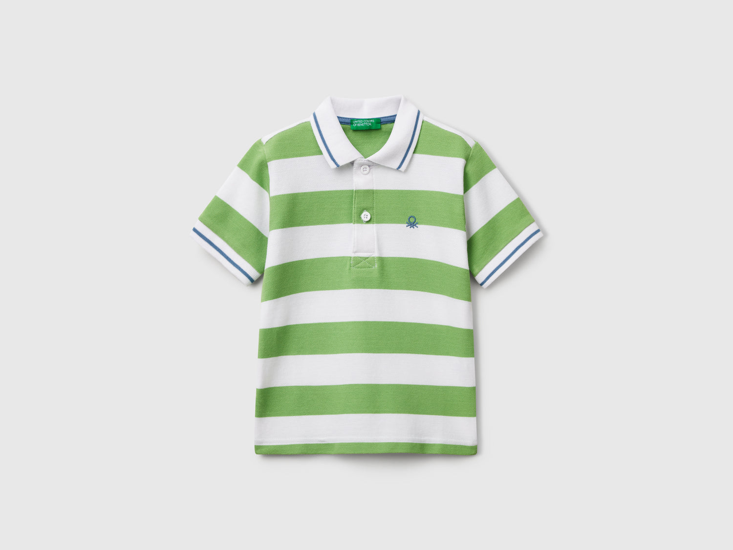 Polo manica corta a righe da bimbo verde chiaro | Benetton Outlet