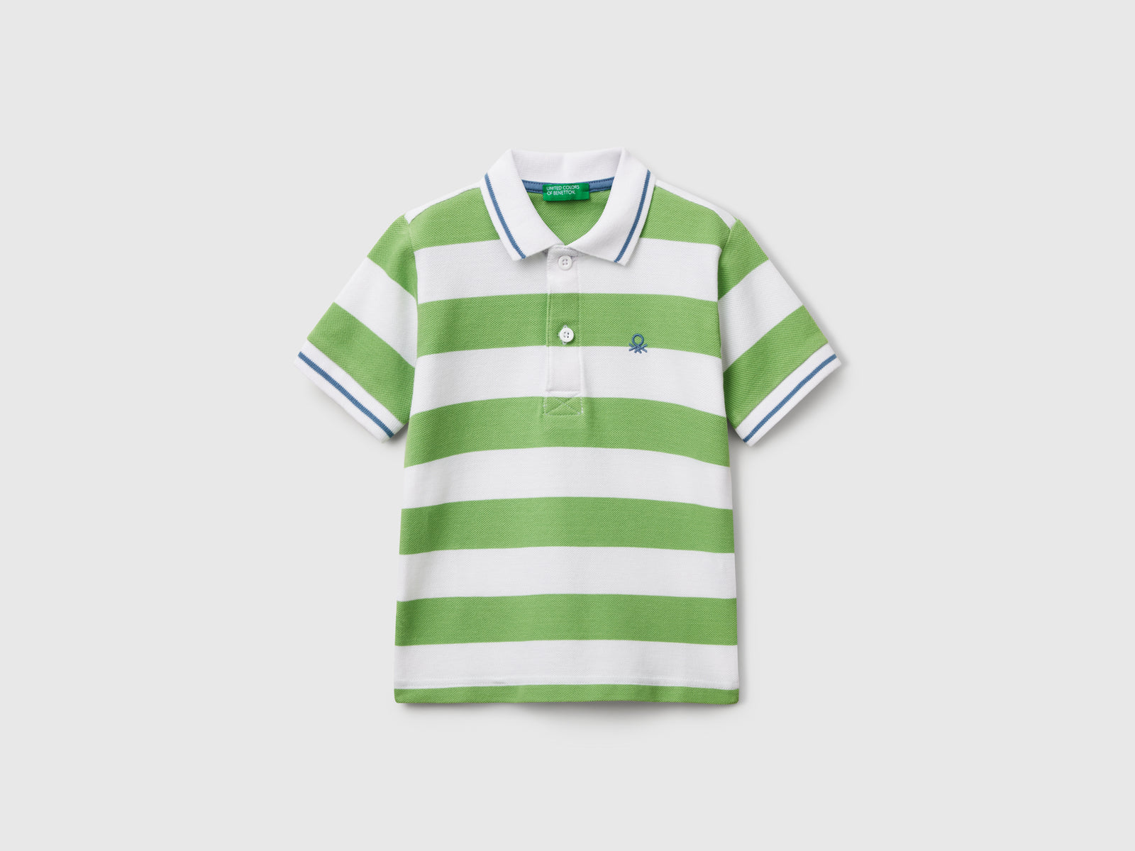 Polo manica corta a righe da bimbo verde chiaro | Benetton Outlet