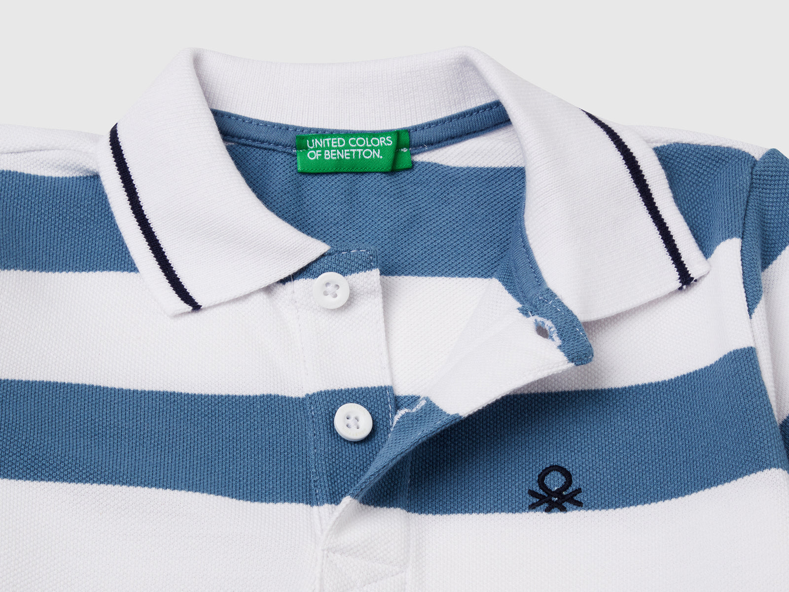 Polo manica corta a righe da bimbo azzurro 3 | Benetton Outlet