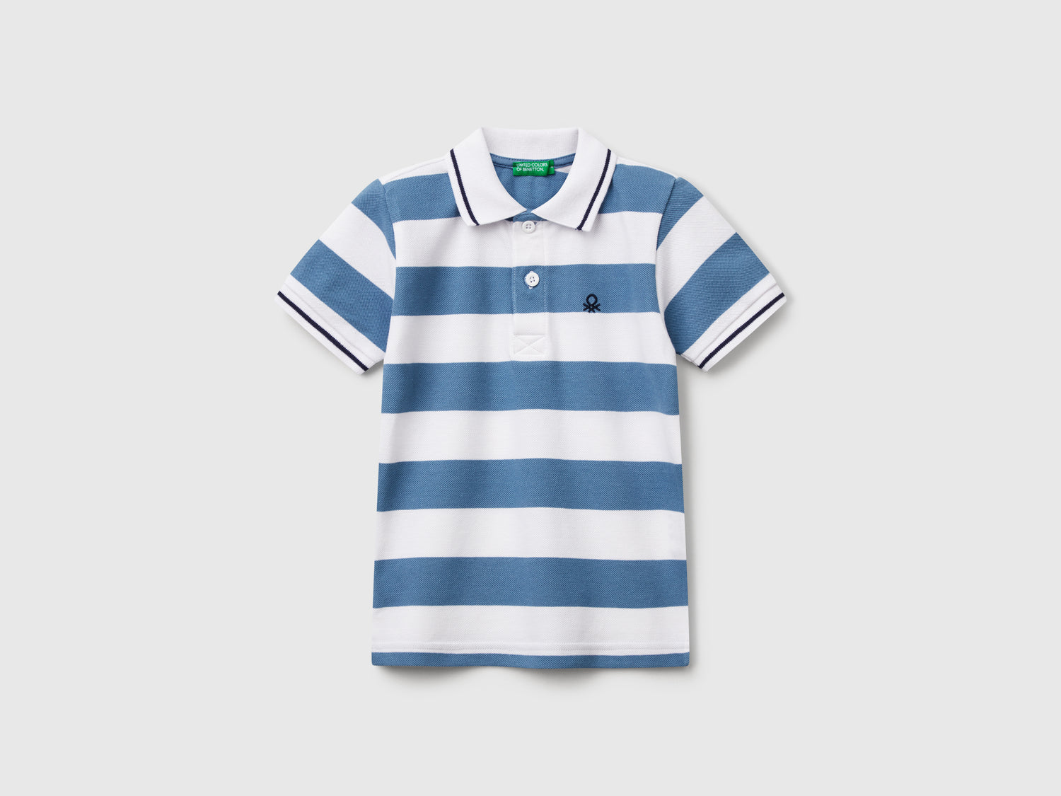Polo manica corta a righe da bimbo azzurro | Benetton Outlet