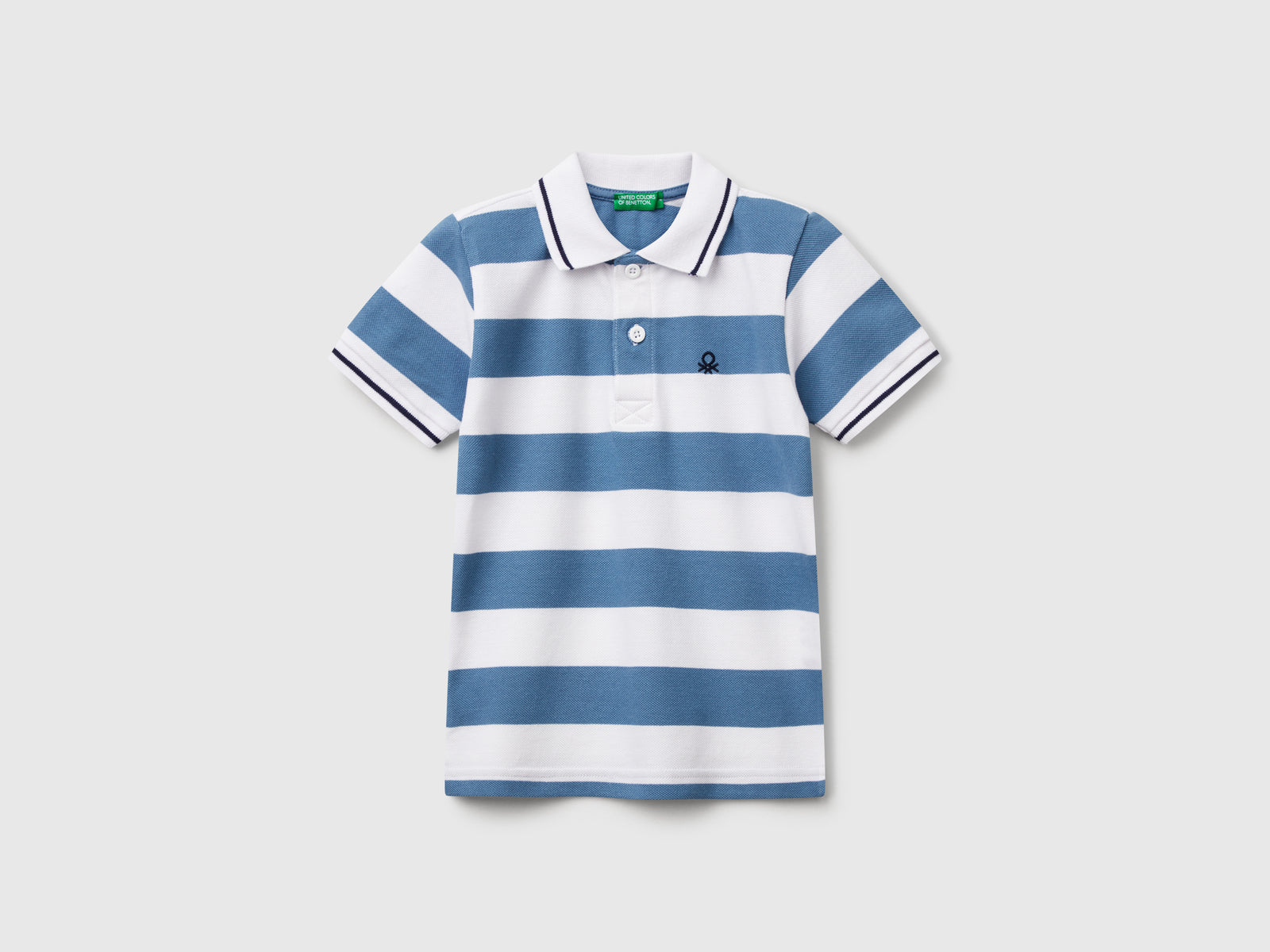 Polo manica corta a righe da bimbo azzurro | Benetton Outlet