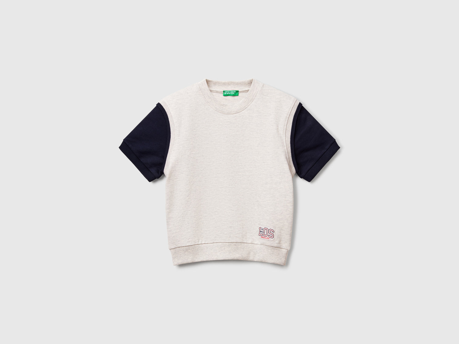 Felpa a manica corta da bimbo grigio chiaro | Benetton Outlet