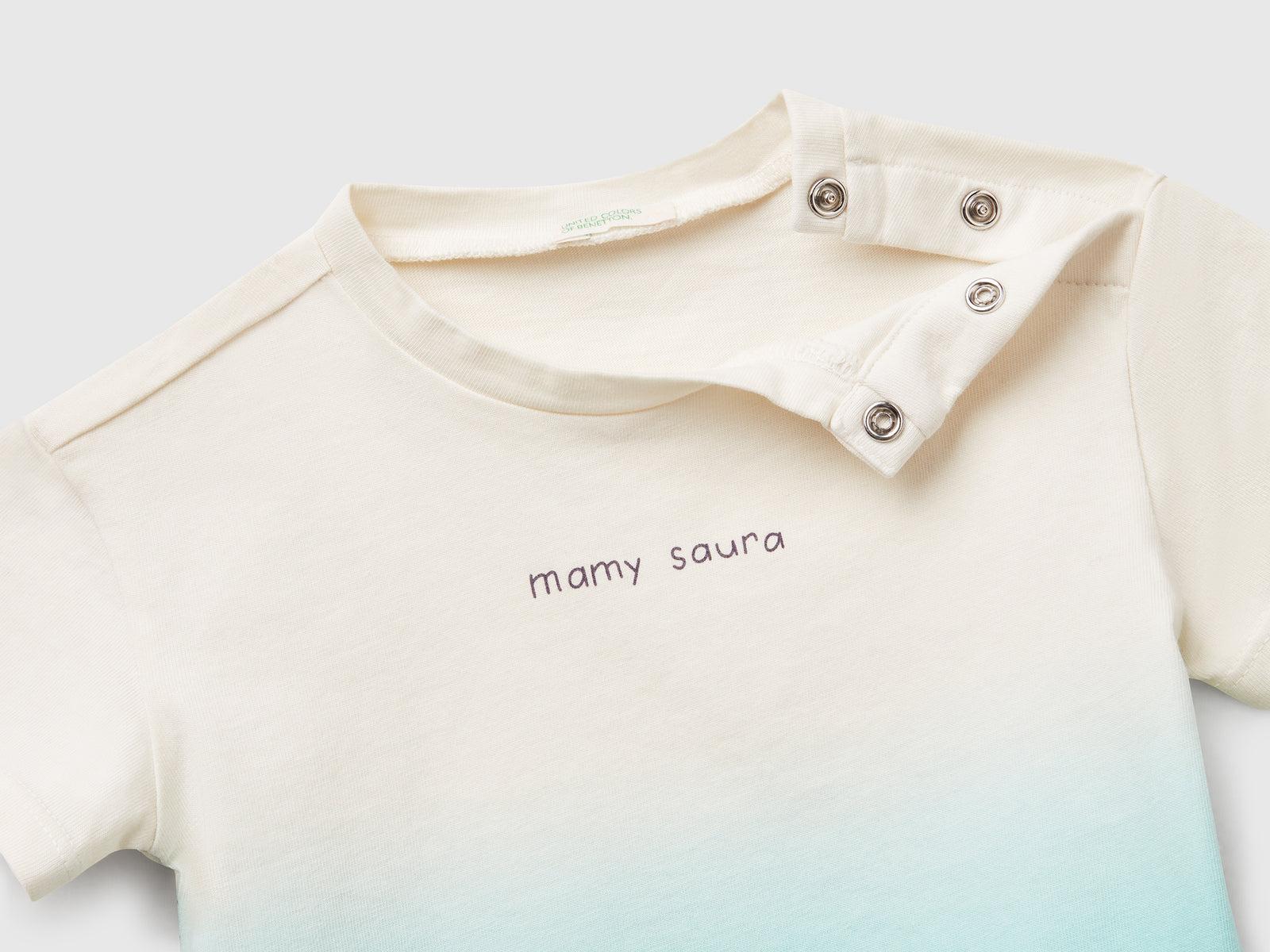 Maglietta dip-dye con stampa da neonato verde acqua 3 | Benetton Outlet