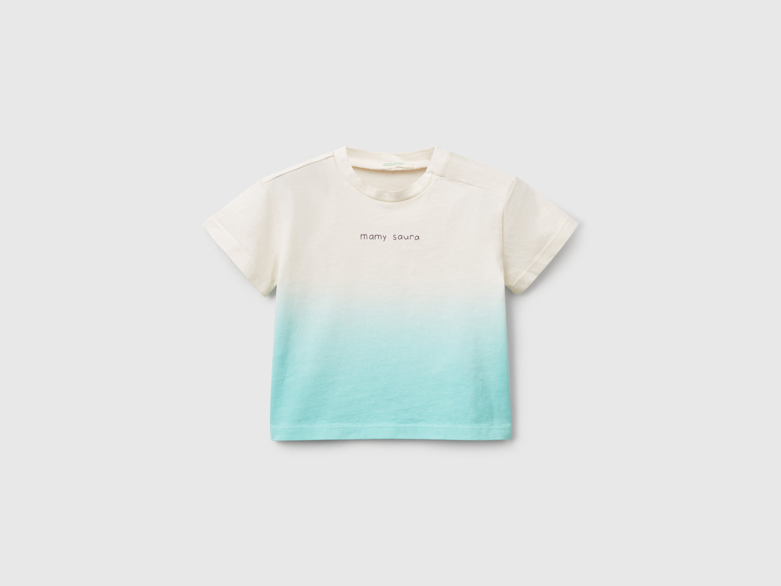 Maglietta dip-dye con stampa da neonato verde acqua | Benetton Outlet