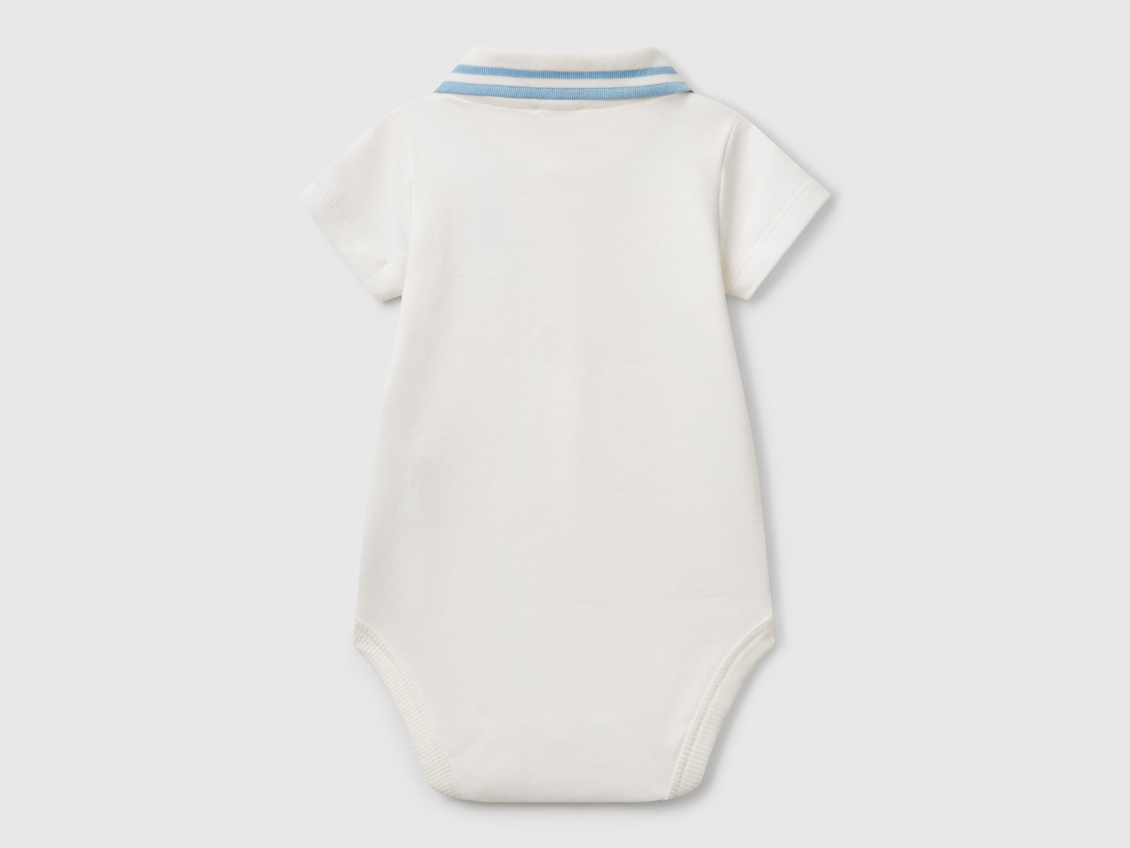 Body a polo in cotone da neonato bianco panna 2 | Benetton Outlet
