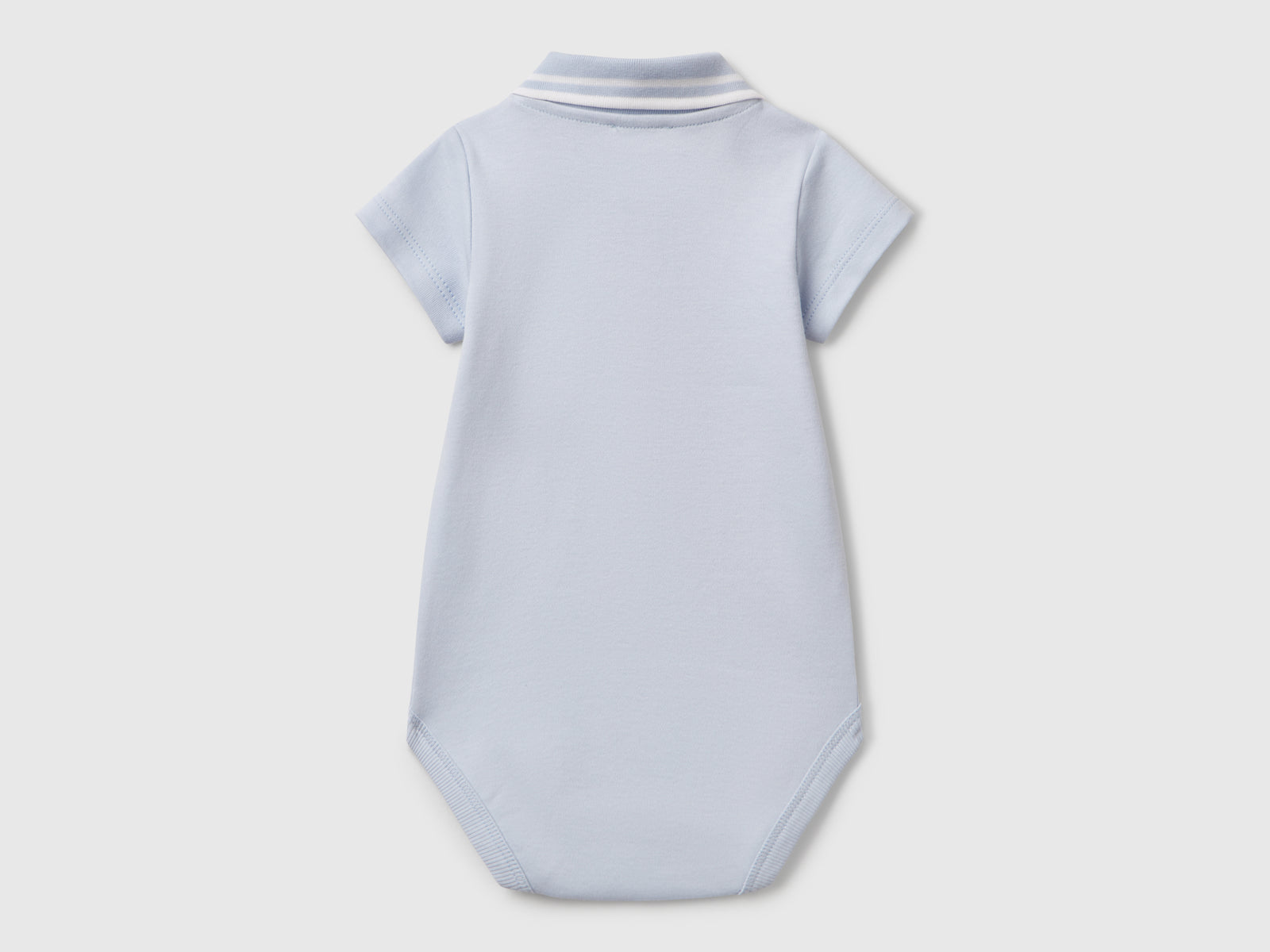 Body a polo in cotone da neonato celeste 2 | Benetton Outlet