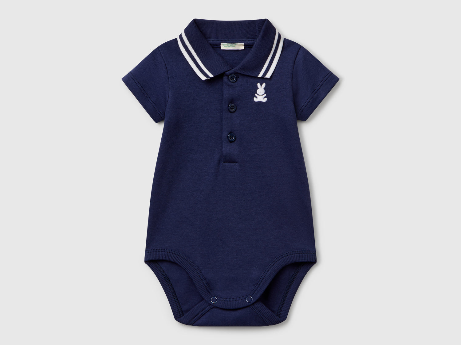 Body a polo in cotone da neonato blu scuro | Benetton Outlet