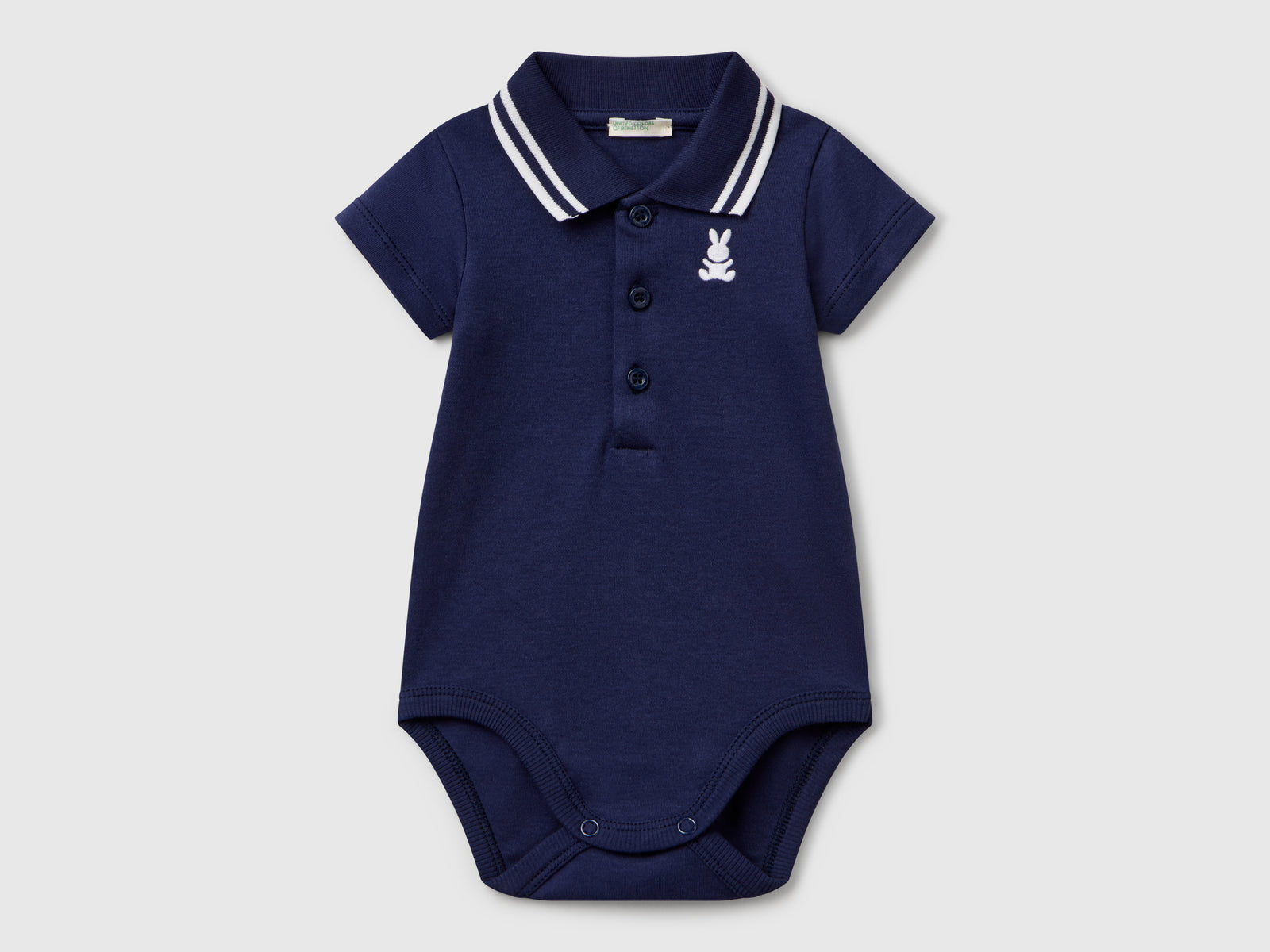 Body a polo in cotone da neonato blu scuro | Benetton Outlet