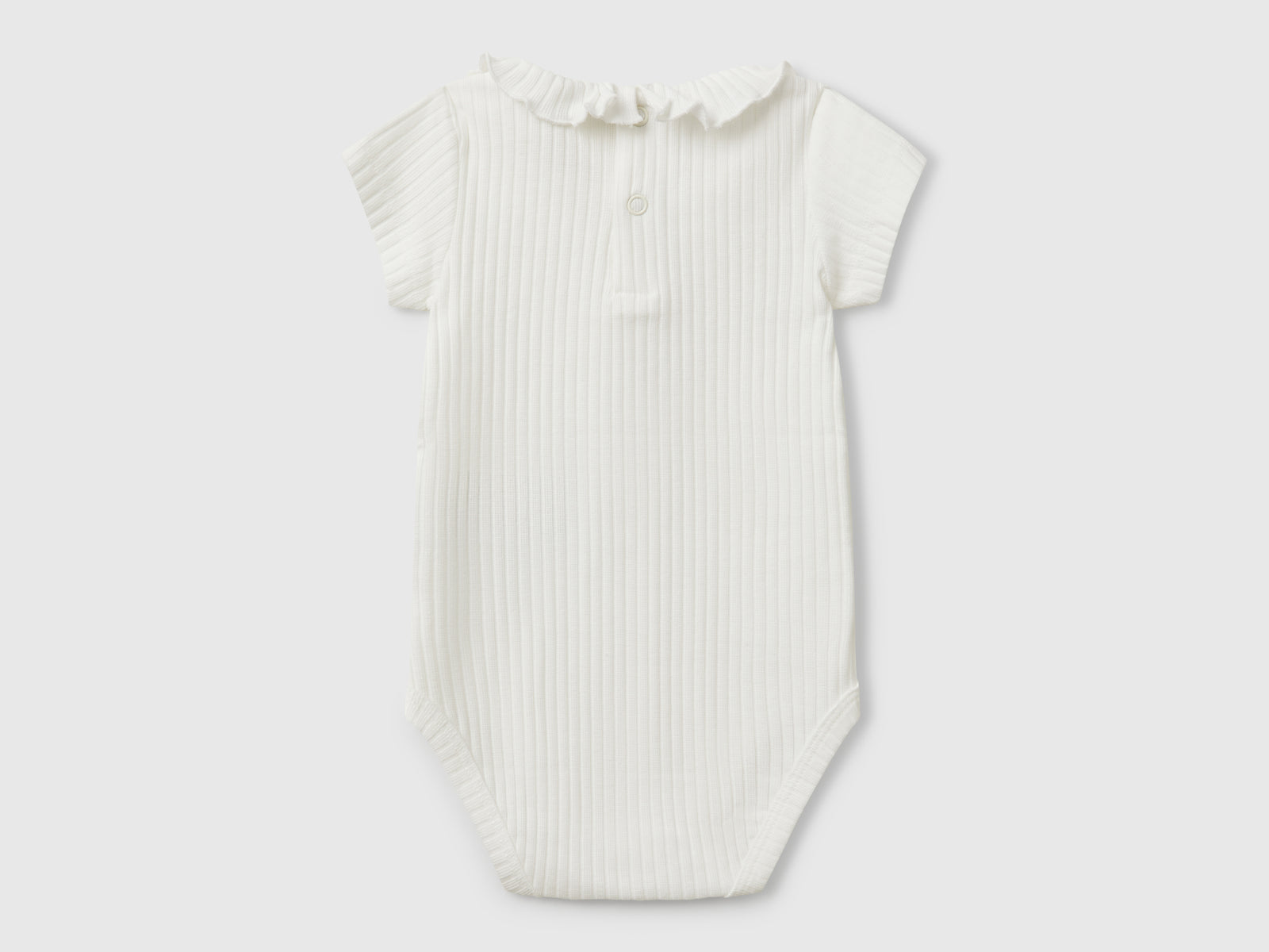 Body con colletto in cotone stretch da neonato bianco panna 2 | Benetton Outlet
