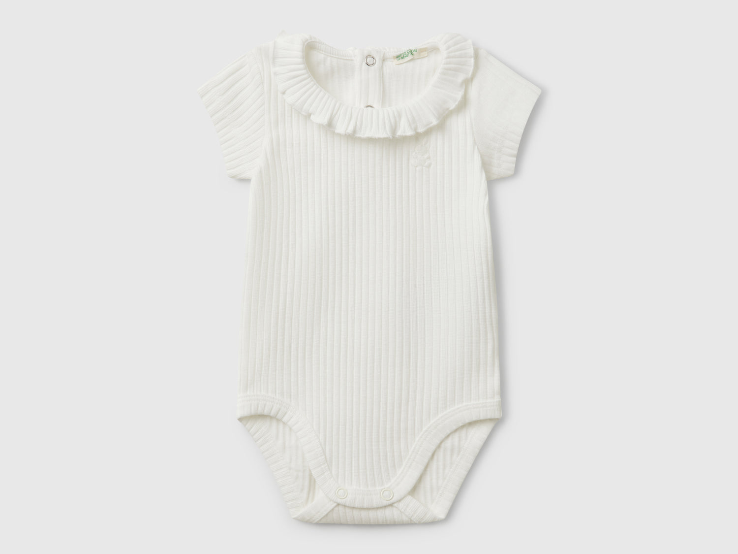 Body con colletto in cotone stretch da neonato bianco panna | Benetton Outlet