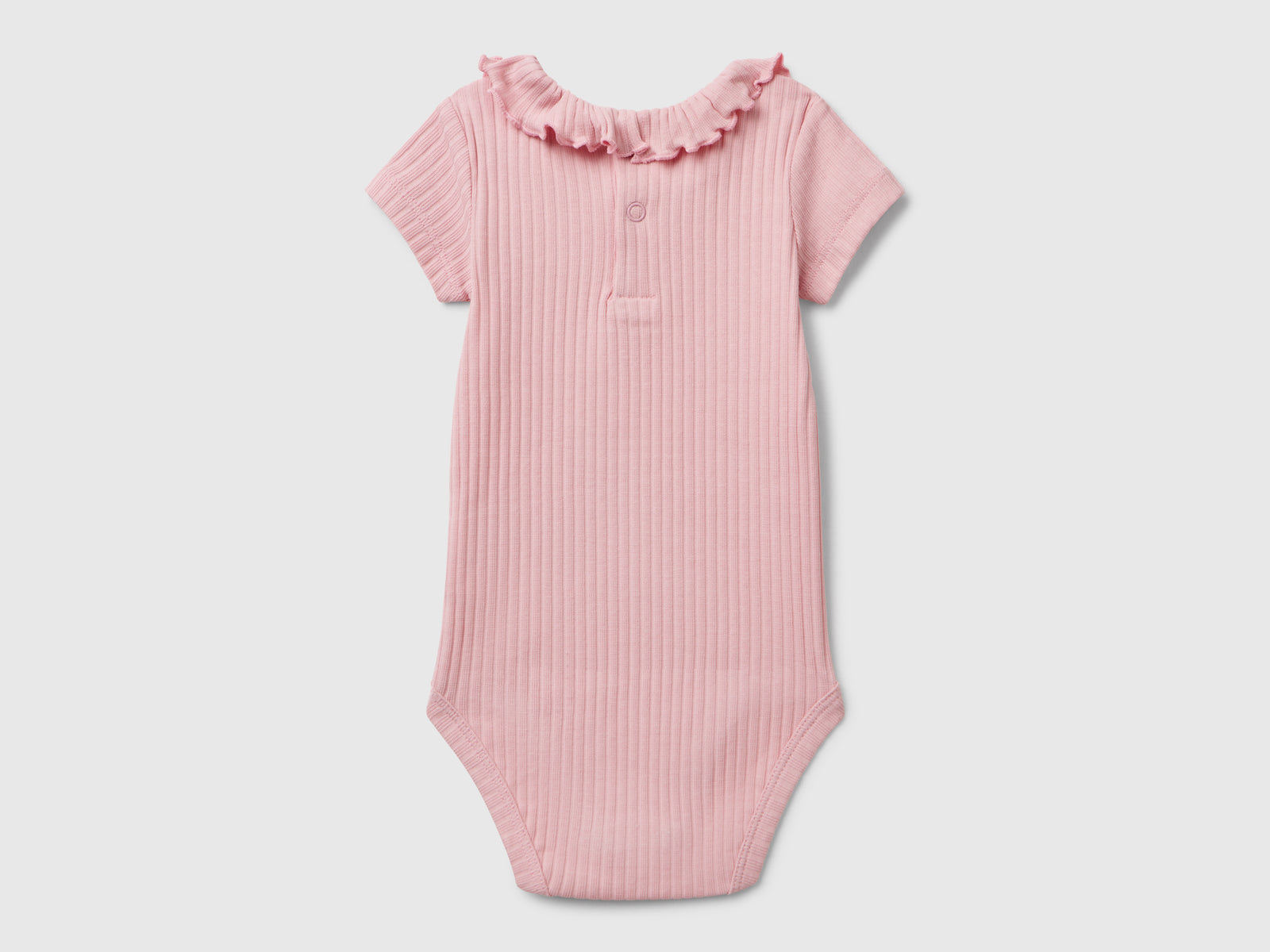 Body con colletto in cotone stretch da neonato rosa 2 | Benetton Outlet