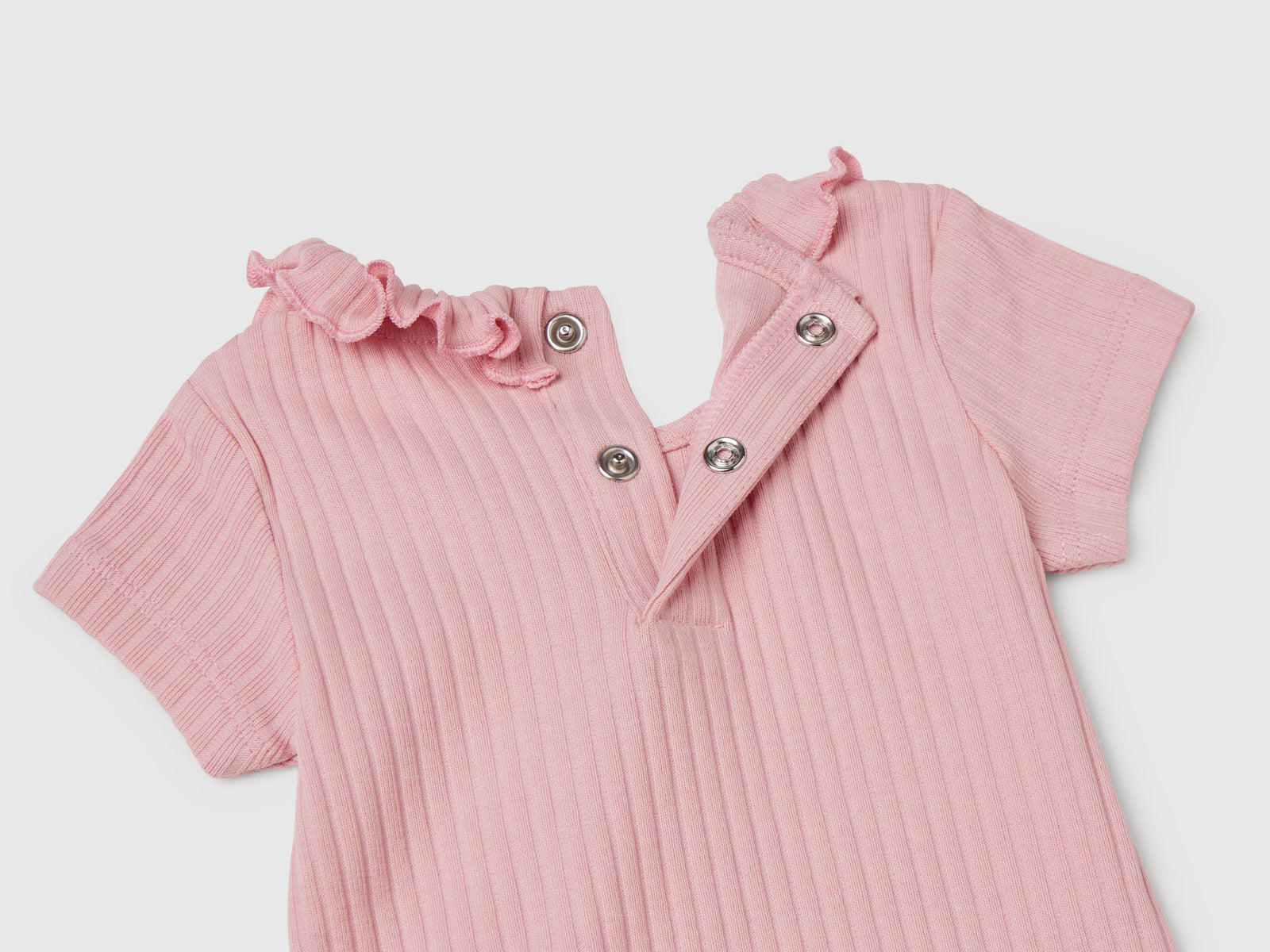 Body con colletto in cotone stretch da neonato rosa 3 | Benetton Outlet