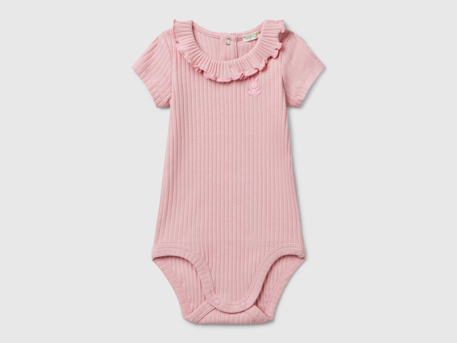 Body con colletto in cotone stretch da neonato rosa | Benetton Outlet