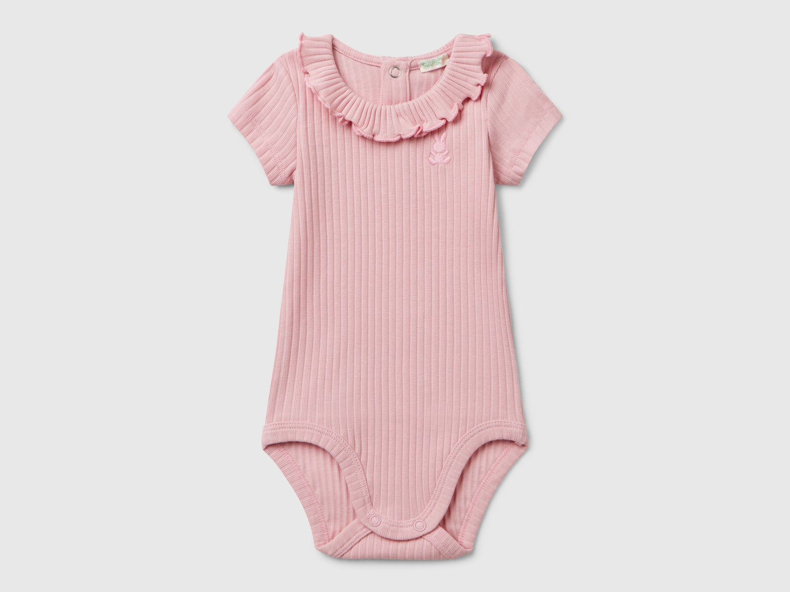 Body con colletto in cotone stretch da neonato rosa | Benetton Outlet
