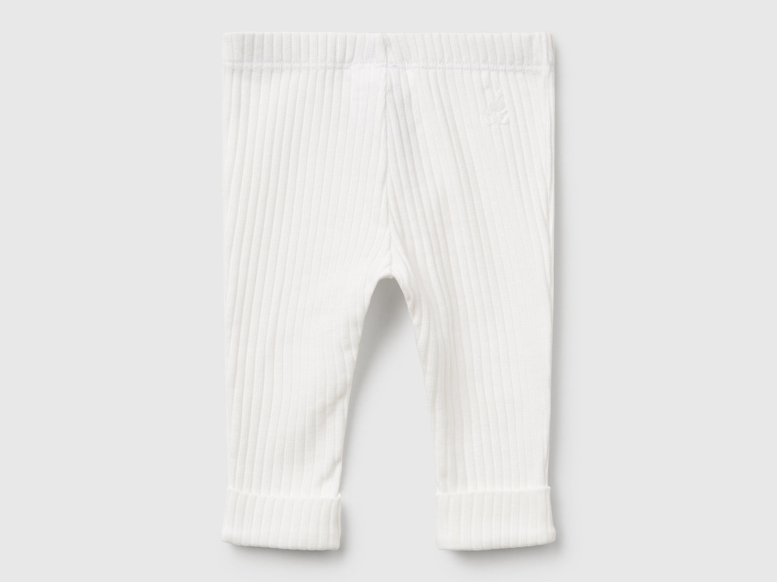 Leggings in cotone stretch da neonato bianco panna 2 | Benetton Outlet