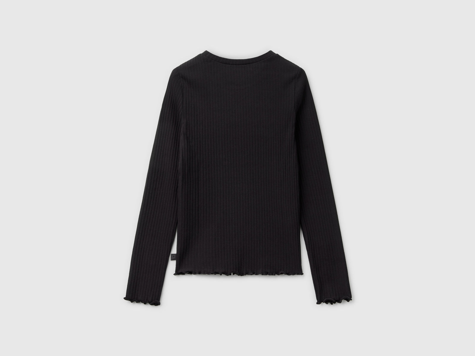 Maglietta slim fit in cotone stretch da bambina nero 2 | Benetton Outlet
