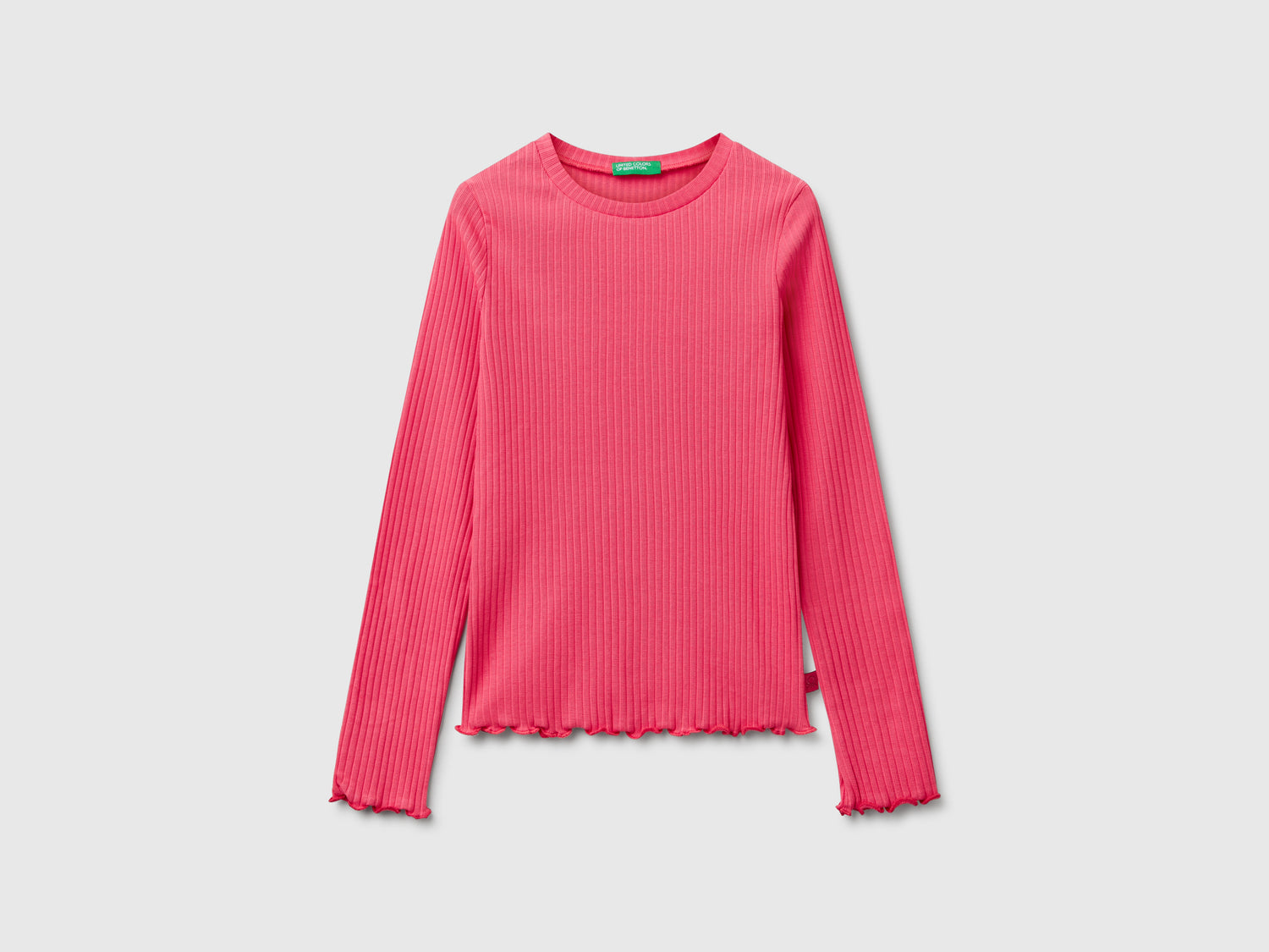 Maglietta slim fit in cotone stretch da bambina ciclamino | Benetton Outlet