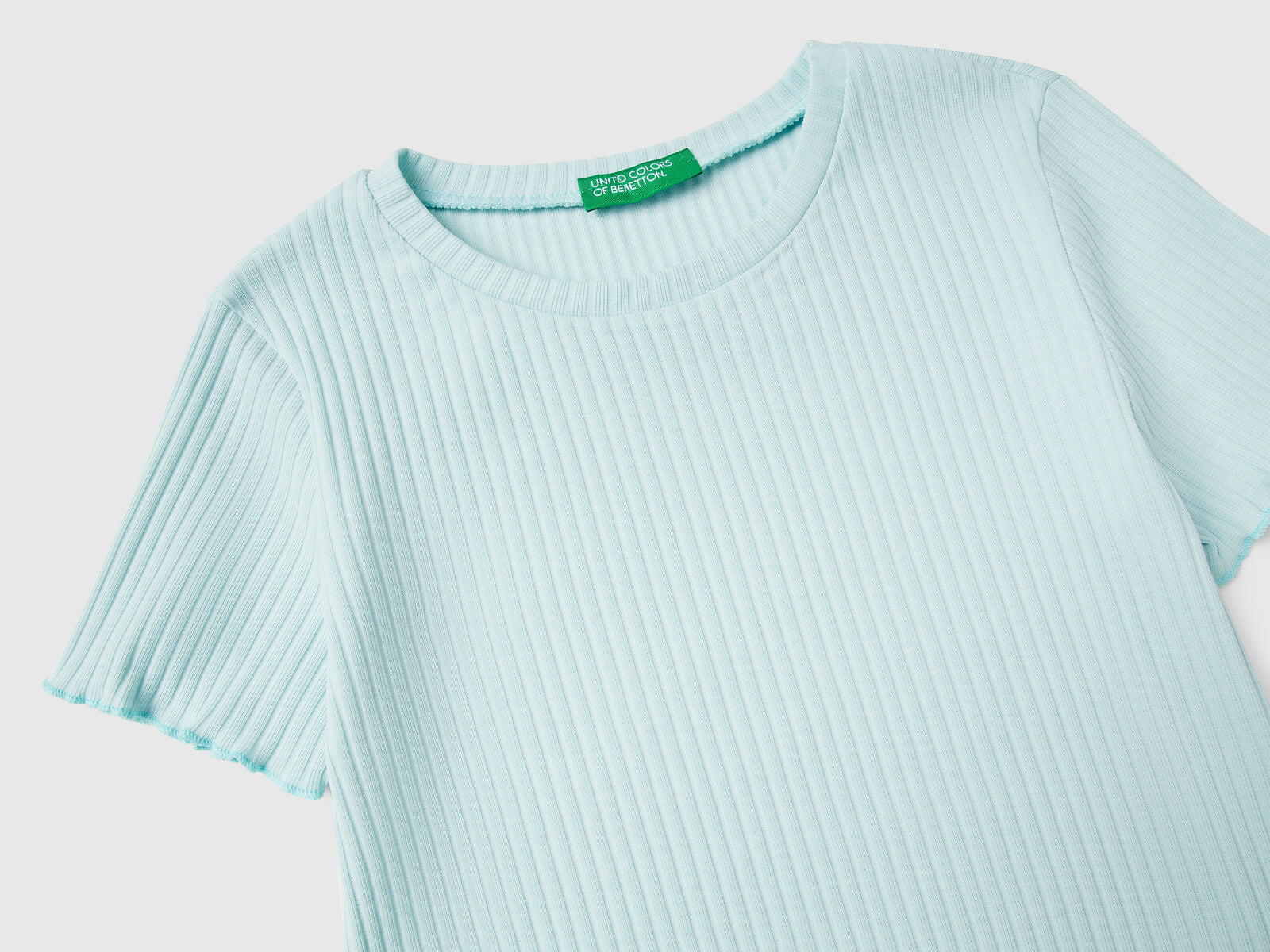 T-shirt a manica corta da bambina verde acqua 3 | Benetton Outlet