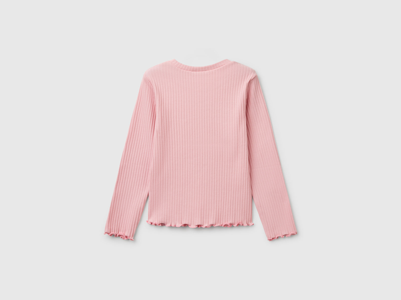 Maglietta slim fit in cotone stretch da bimba rosa 2 | Benetton Outlet