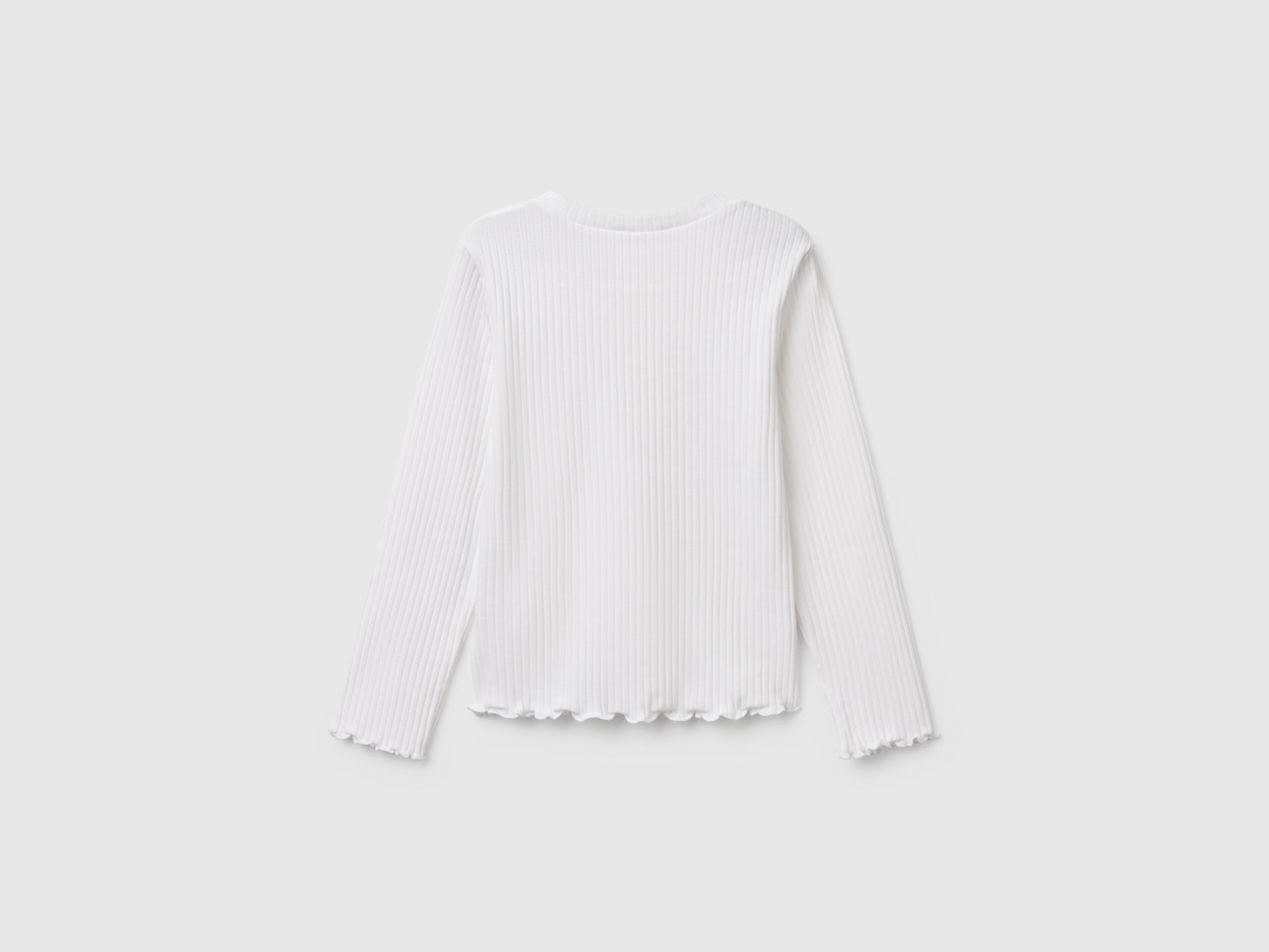 Maglietta slim fit in cotone stretch da bimba bianco 2 | Benetton Outlet