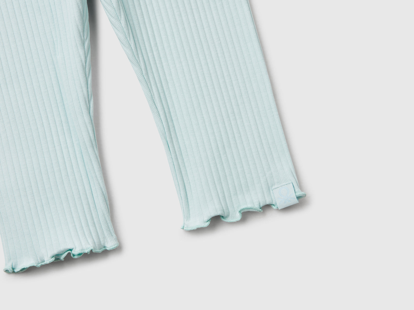 Leggings in cotone stretch da bimba verde acqua 3 | Benetton Outlet