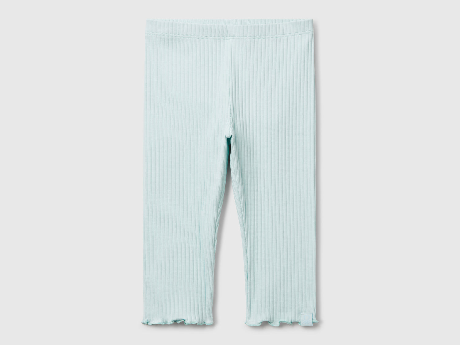 Leggings in cotone stretch da bimba verde acqua | Benetton Outlet